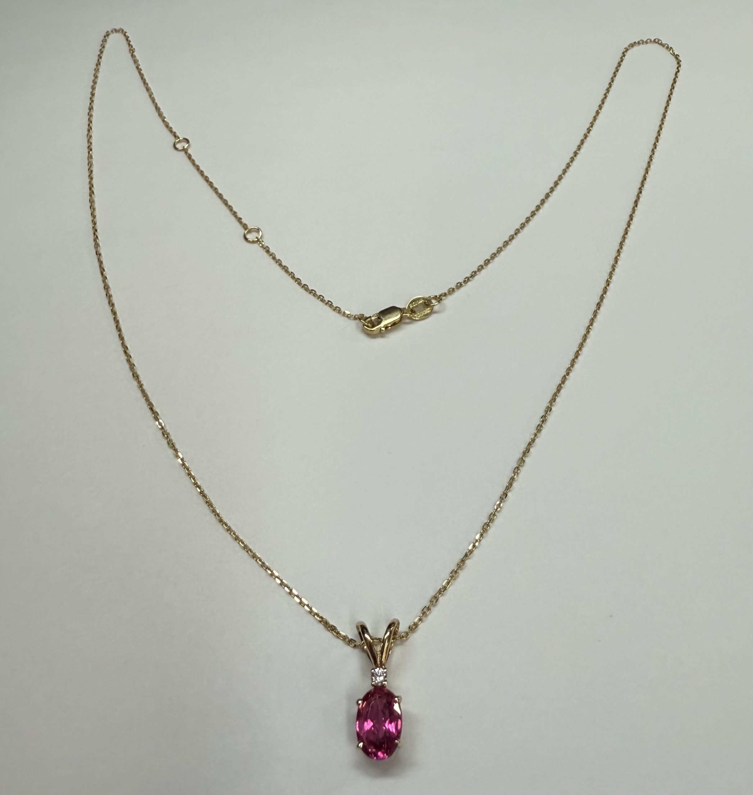 14k Yellow Gold Genuine .69 Pink Tourmaline & Diamond Pendant - Image 7