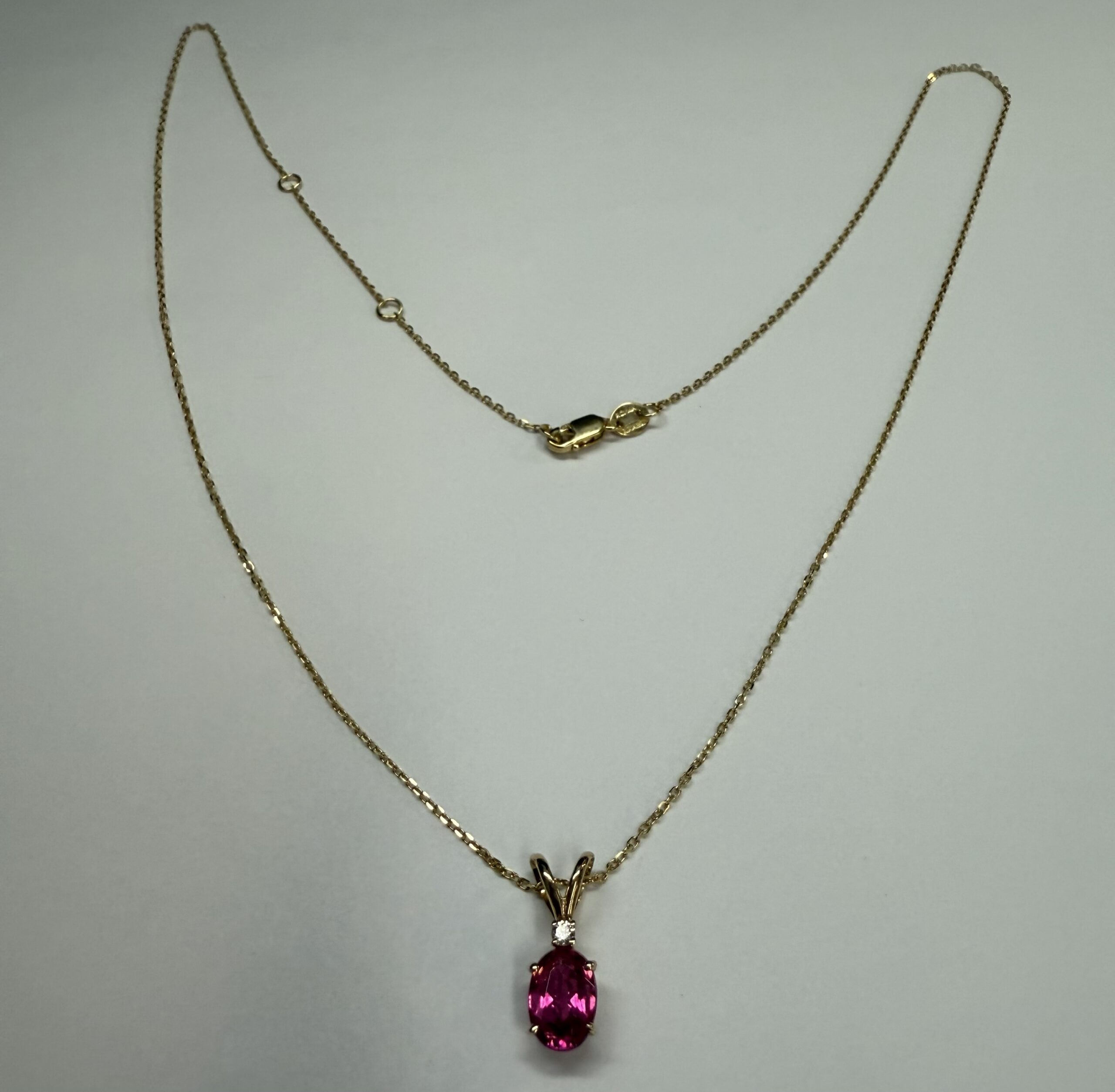 14k Yellow Gold Genuine .69 Pink Tourmaline & Diamond Pendant - Image 8