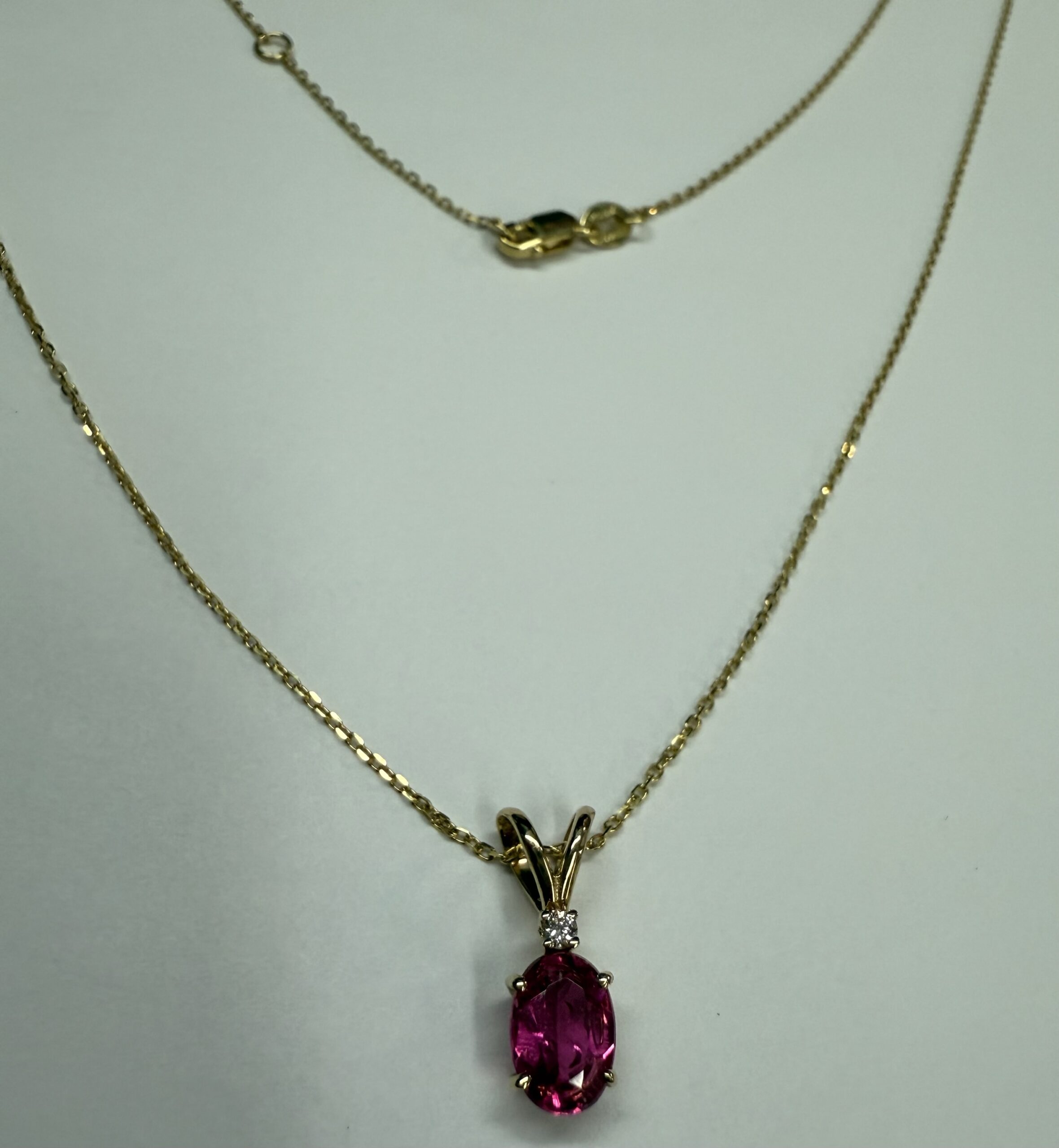 14k Yellow Gold Genuine .69 Pink Tourmaline & Diamond Pendant - Image 9