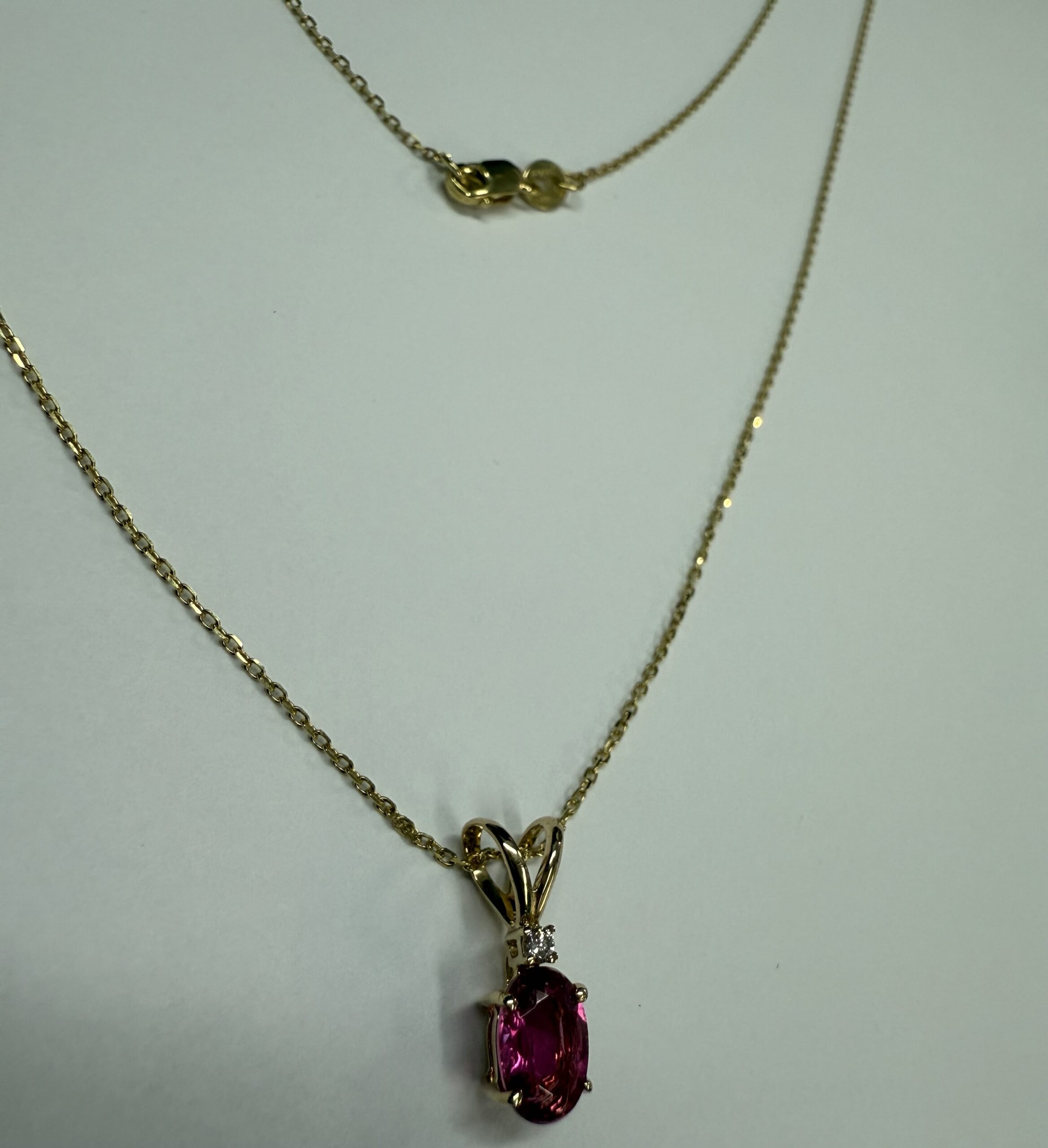 14k Yellow Gold Genuine .69 Pink Tourmaline & Diamond Pendant - Image 10