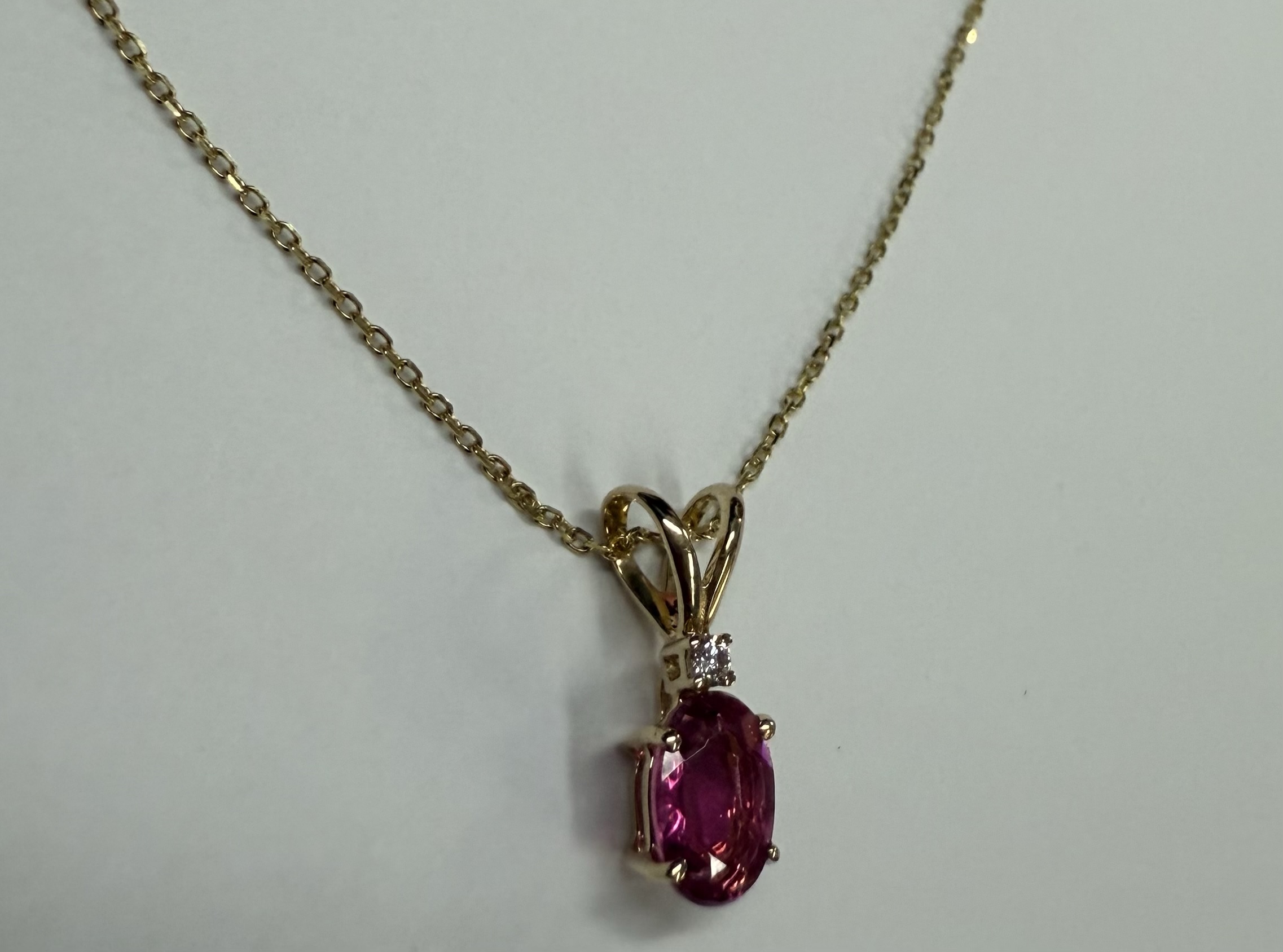 14k Yellow Gold Genuine .69 Pink Tourmaline & Diamond Pendant - Image 11