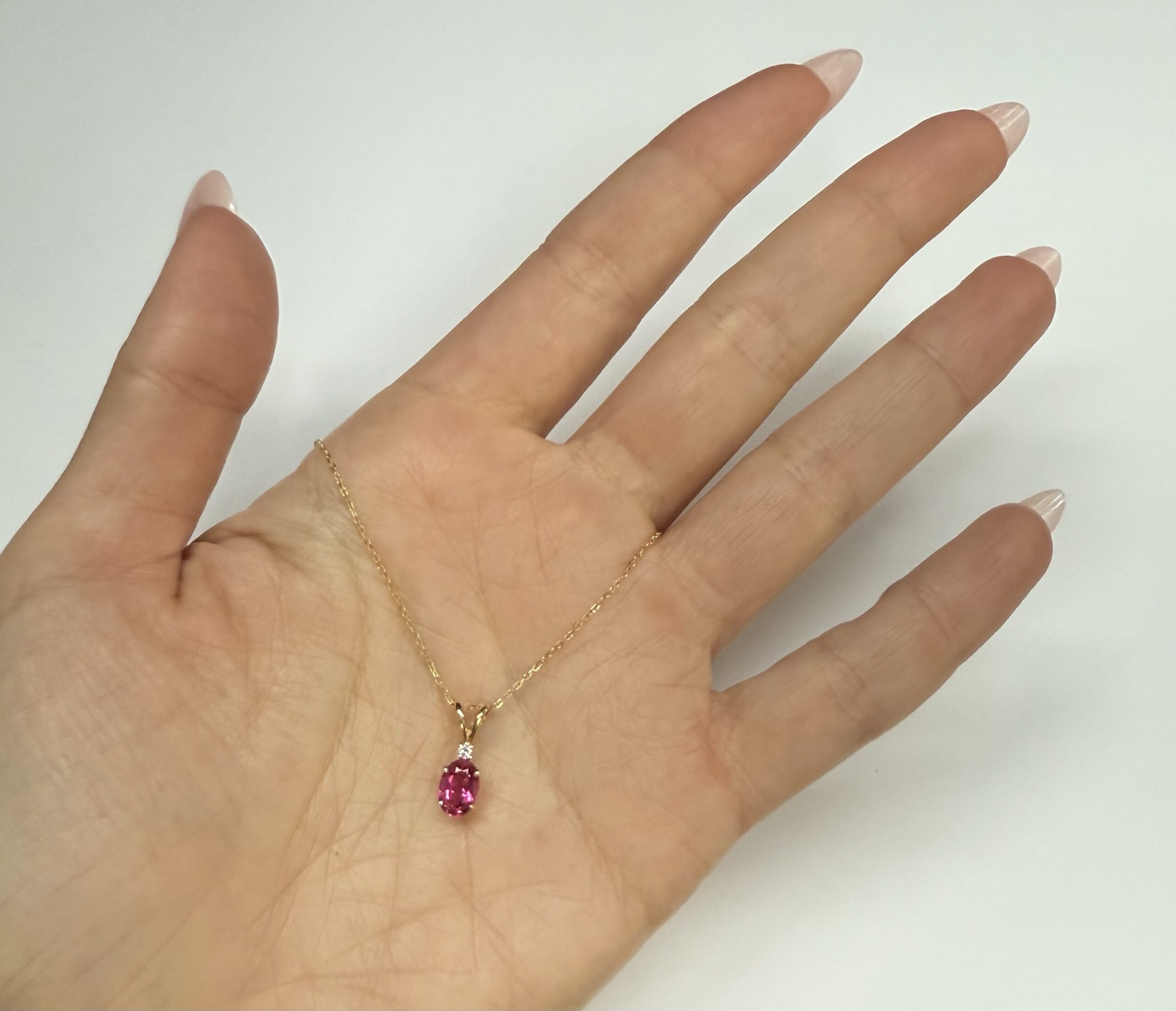 14k Yellow Gold Genuine .69 Pink Tourmaline & Diamond Pendant - Image 12