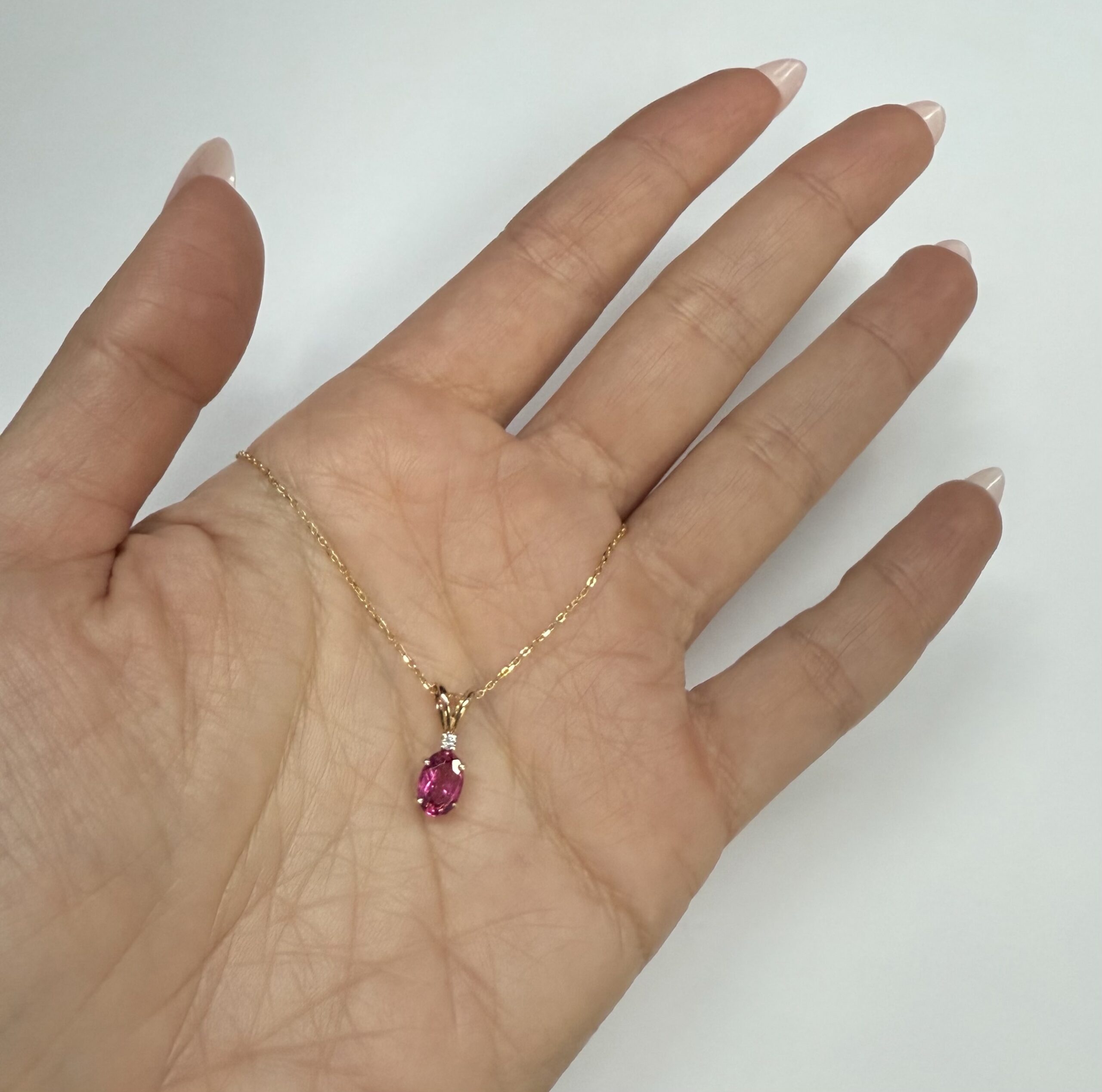14k Yellow Gold Genuine .69 Pink Tourmaline & Diamond Pendant - Image 18
