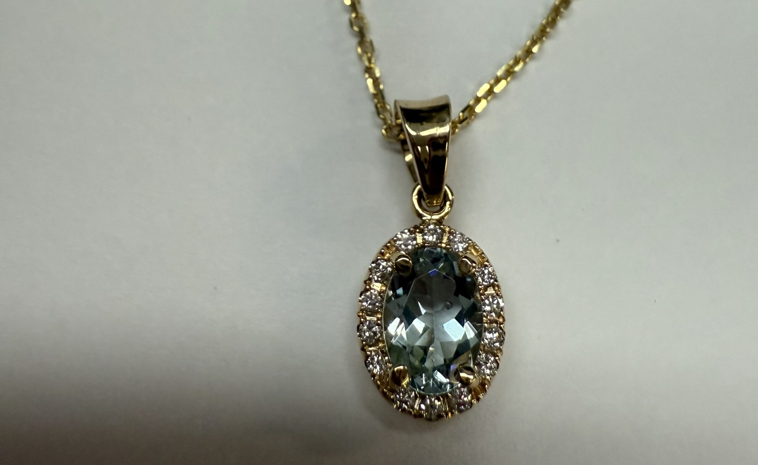 14k Yellow Gold Genuine .58 Cttw Aqumarine & Diamond Halo Pendant - Image 19