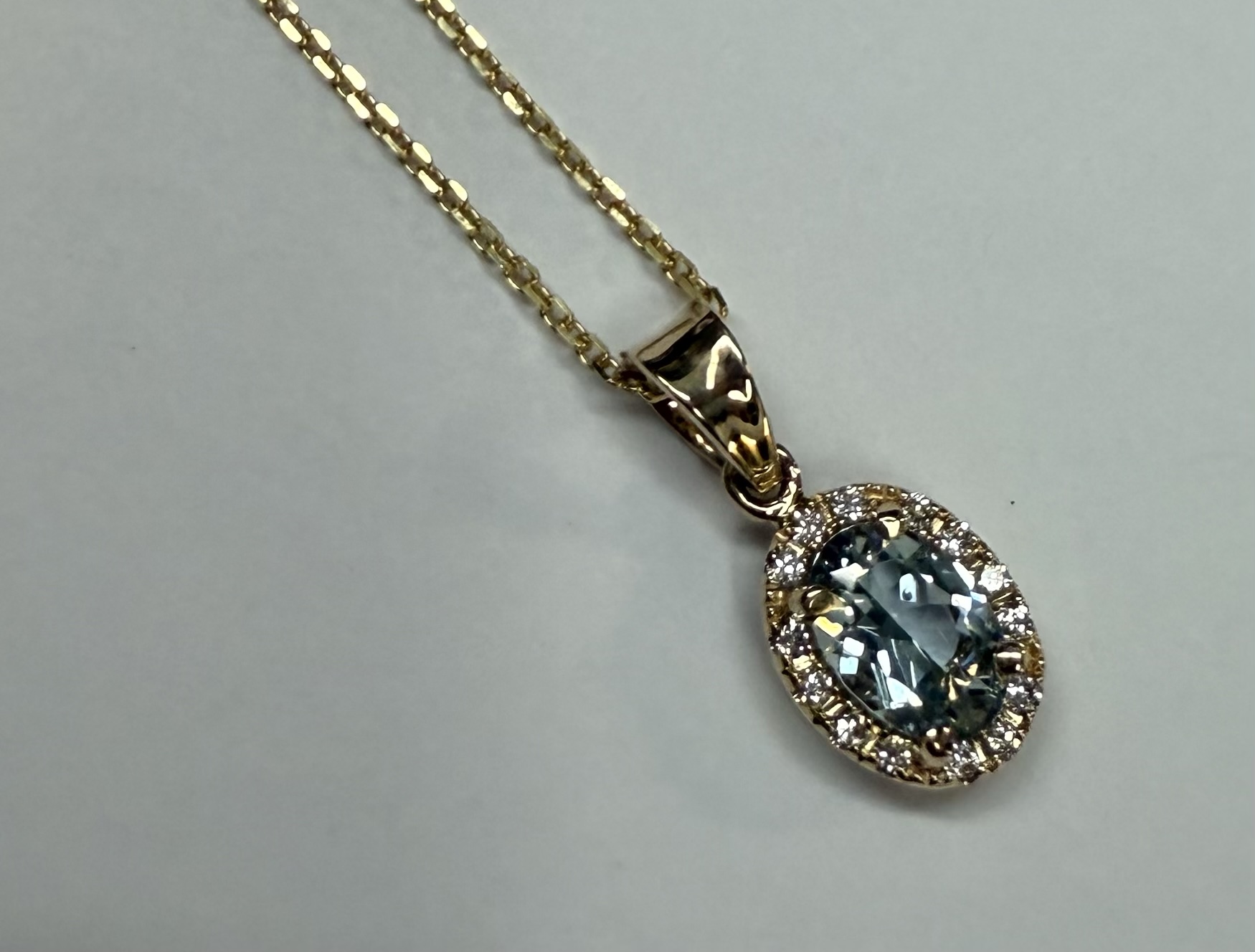 14k Yellow Gold Genuine .58 Cttw Aqumarine & Diamond Halo Pendant - Image 28