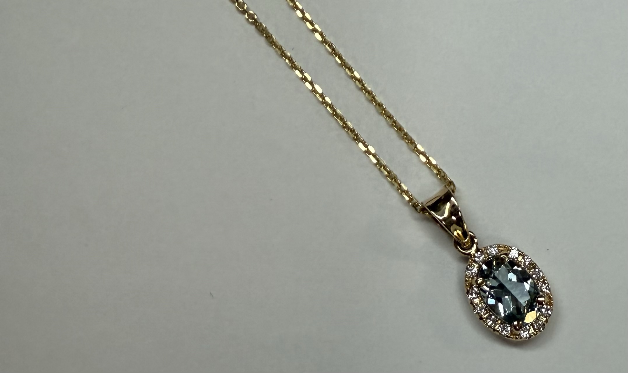 14k Yellow Gold Genuine .58 Cttw Aqumarine & Diamond Halo Pendant - Image 29