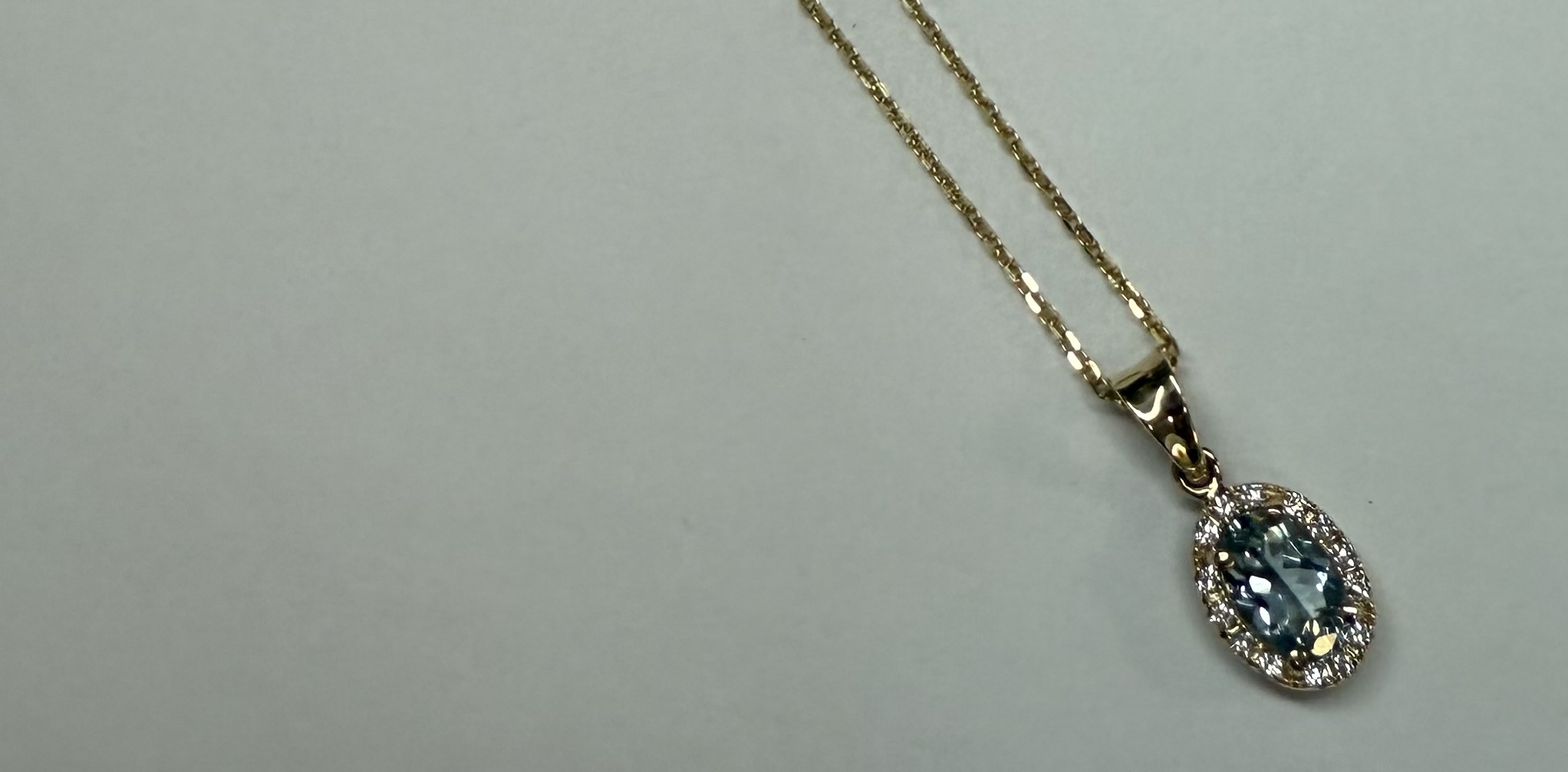 14k Yellow Gold Genuine .58 Cttw Aqumarine & Diamond Halo Pendant - Image 31