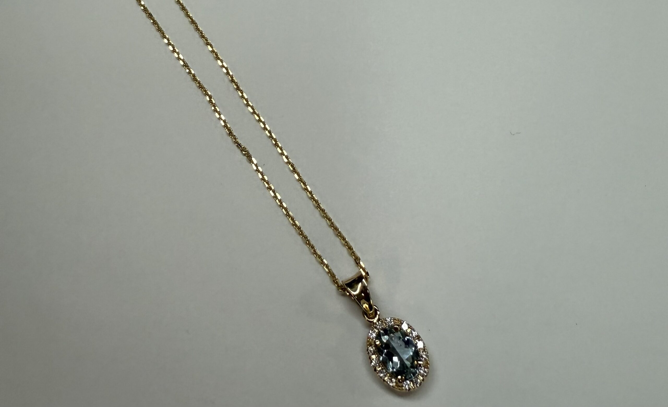 14k Yellow Gold Genuine .58 Cttw Aqumarine & Diamond Halo Pendant - Image 36