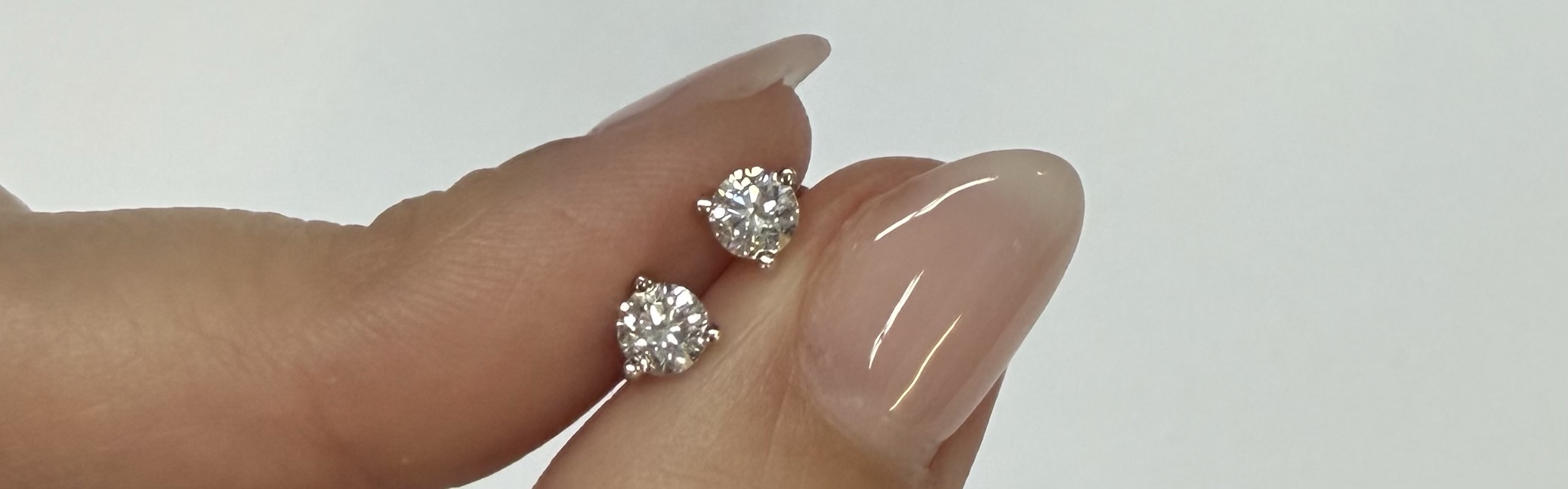 14k White Gold 1/2 Cttw Genuine Round Brilliant Cut Diamond 3 Prong Stud Earrings - Image 3