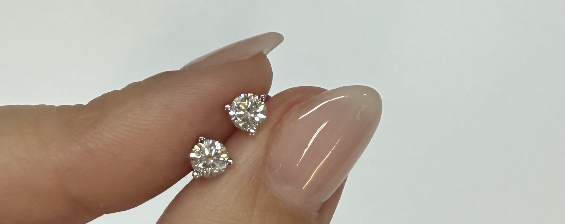 14k White Gold 1/2 Cttw Genuine Round Brilliant Cut Diamond 3 Prong Stud Earrings - Image 8