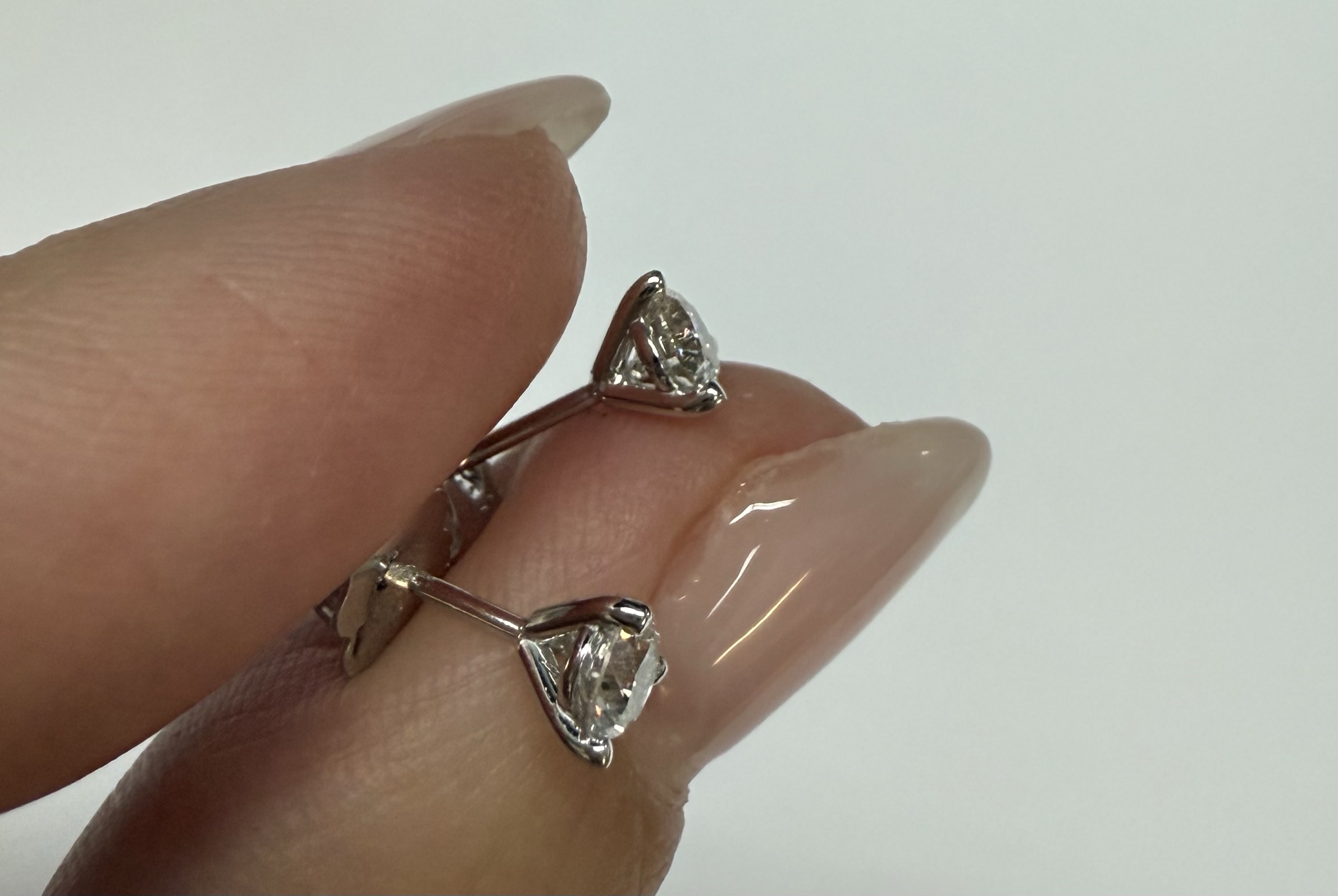 14k White Gold 1/2 Cttw Genuine Round Brilliant Cut Diamond 3 Prong Stud Earrings - Image 10