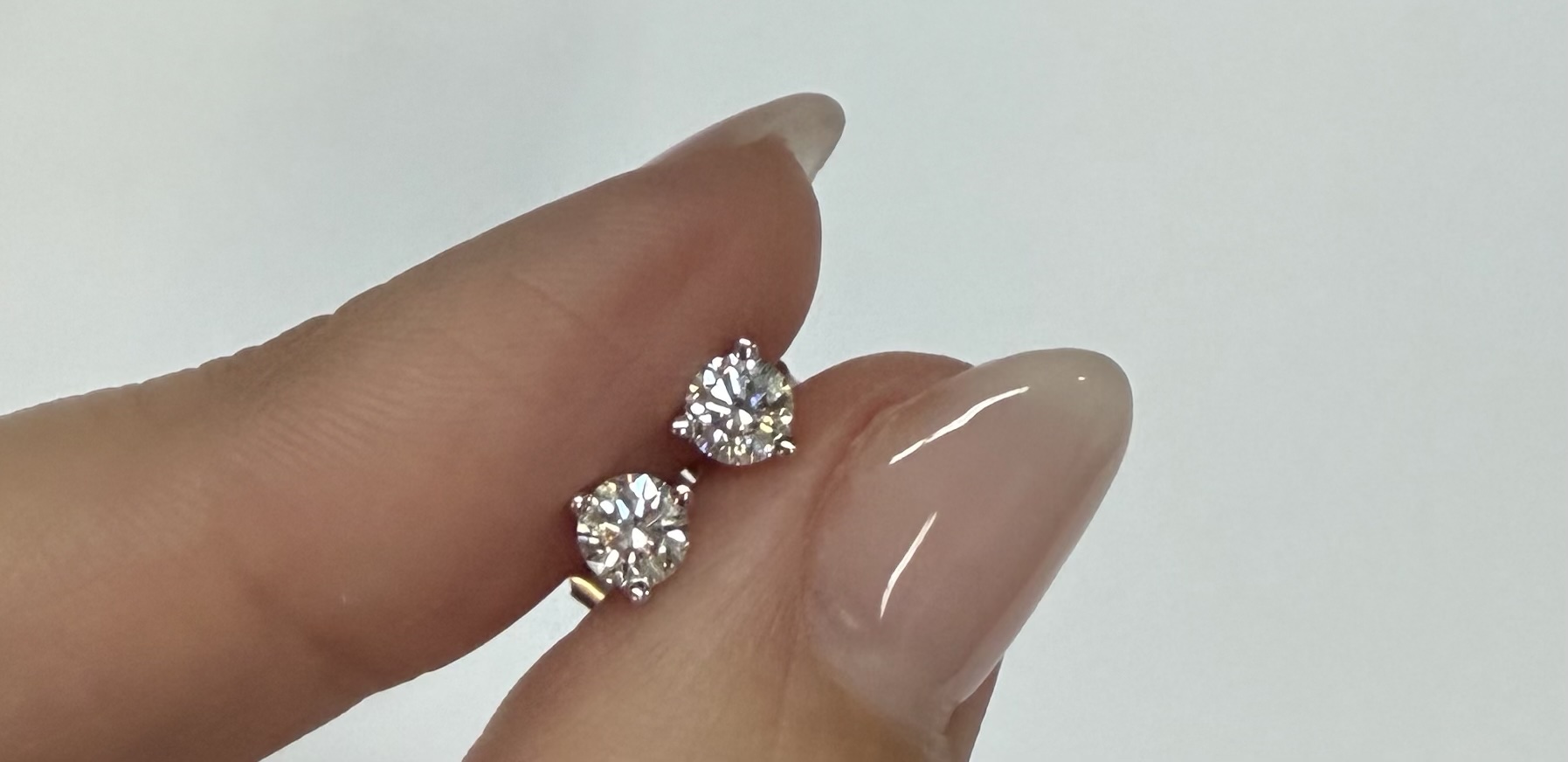 14k White Gold 1/2 Cttw Genuine Round Brilliant Cut Diamond 3 Prong Stud Earrings - Image 12