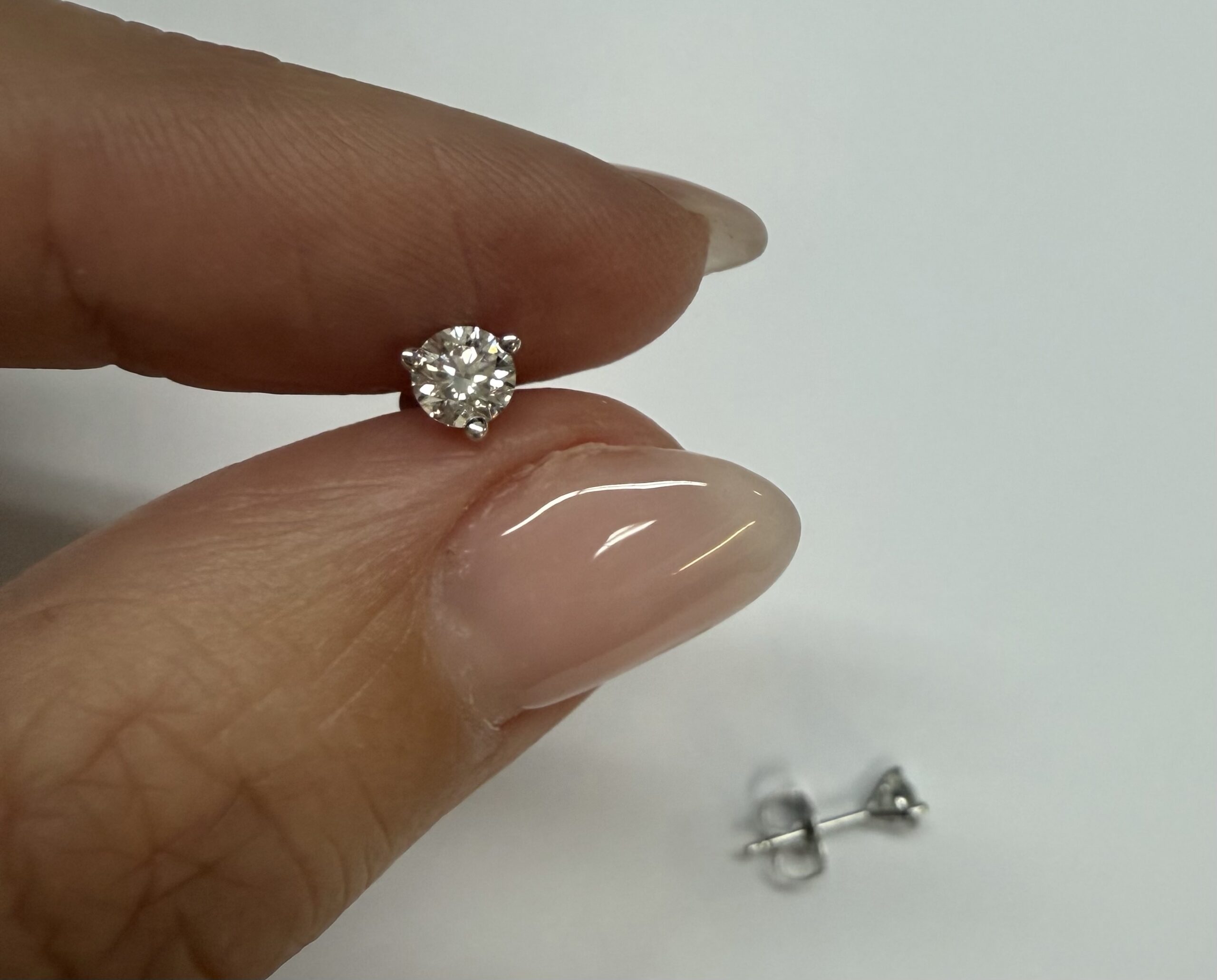 14k White Gold 1/2 Cttw Genuine Round Brilliant Cut Diamond 3 Prong Stud Earrings - Image 17