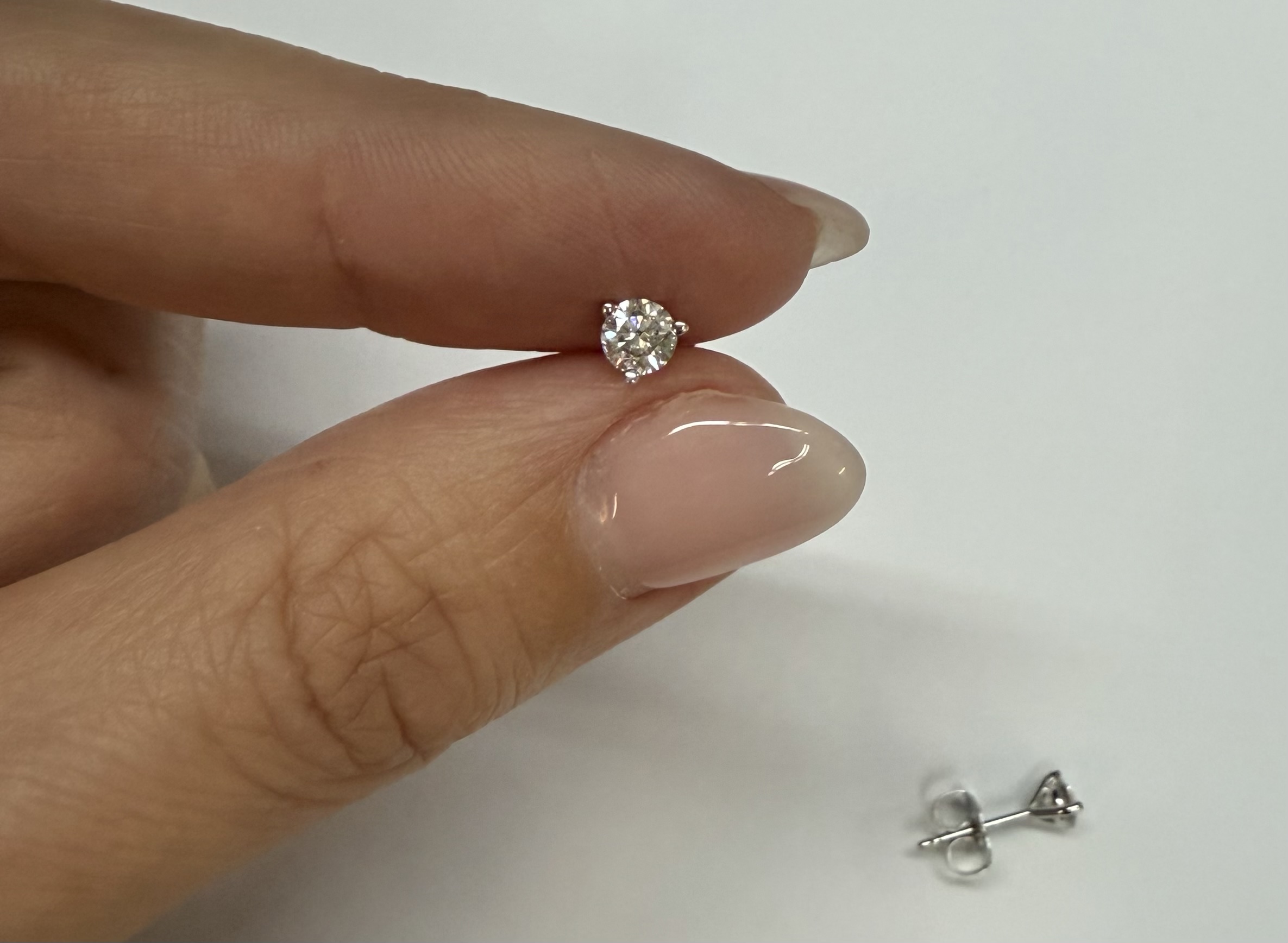 14k White Gold 1/2 Cttw Genuine Round Brilliant Cut Diamond 3 Prong Stud Earrings - Image 18