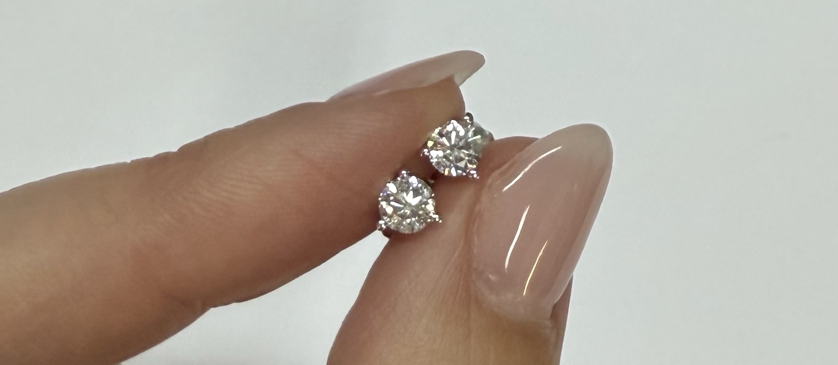 14k White Gold 3 Prong Genuine .60 Cttw Round Brilliant Cut Diamond Stud Earrings - Image 8