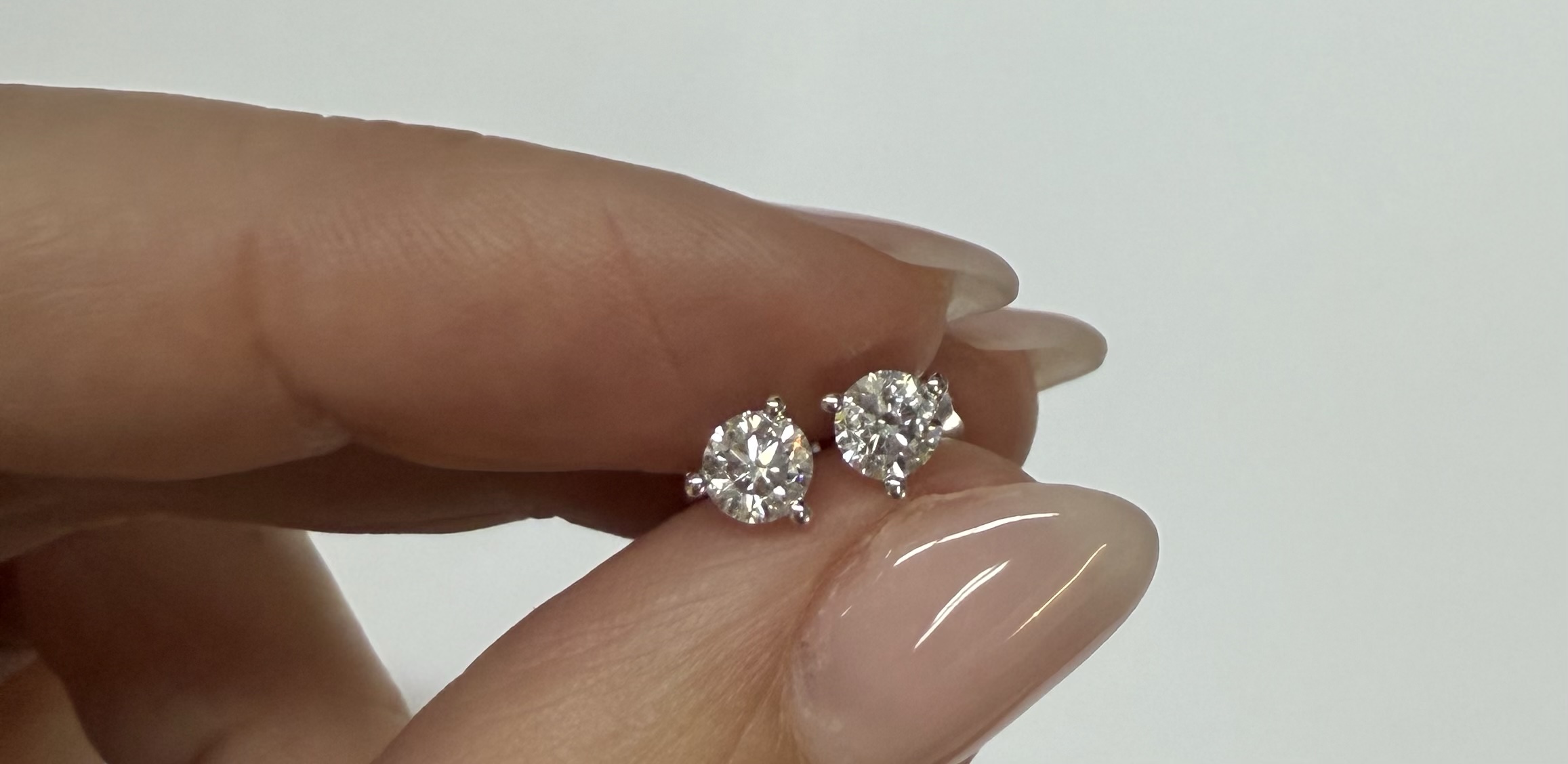 14k White Gold 3 Prong Genuine .60 Cttw Round Brilliant Cut Diamond Stud Earrings - Image 10