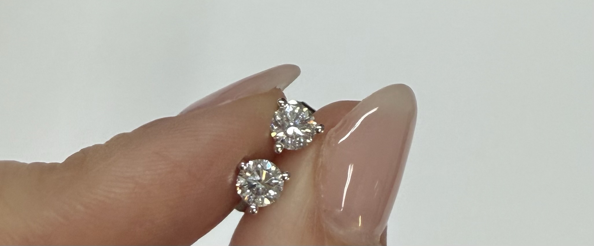 14k White Gold 3 Prong Genuine .60 Cttw Round Brilliant Cut Diamond Stud Earrings - Image 12