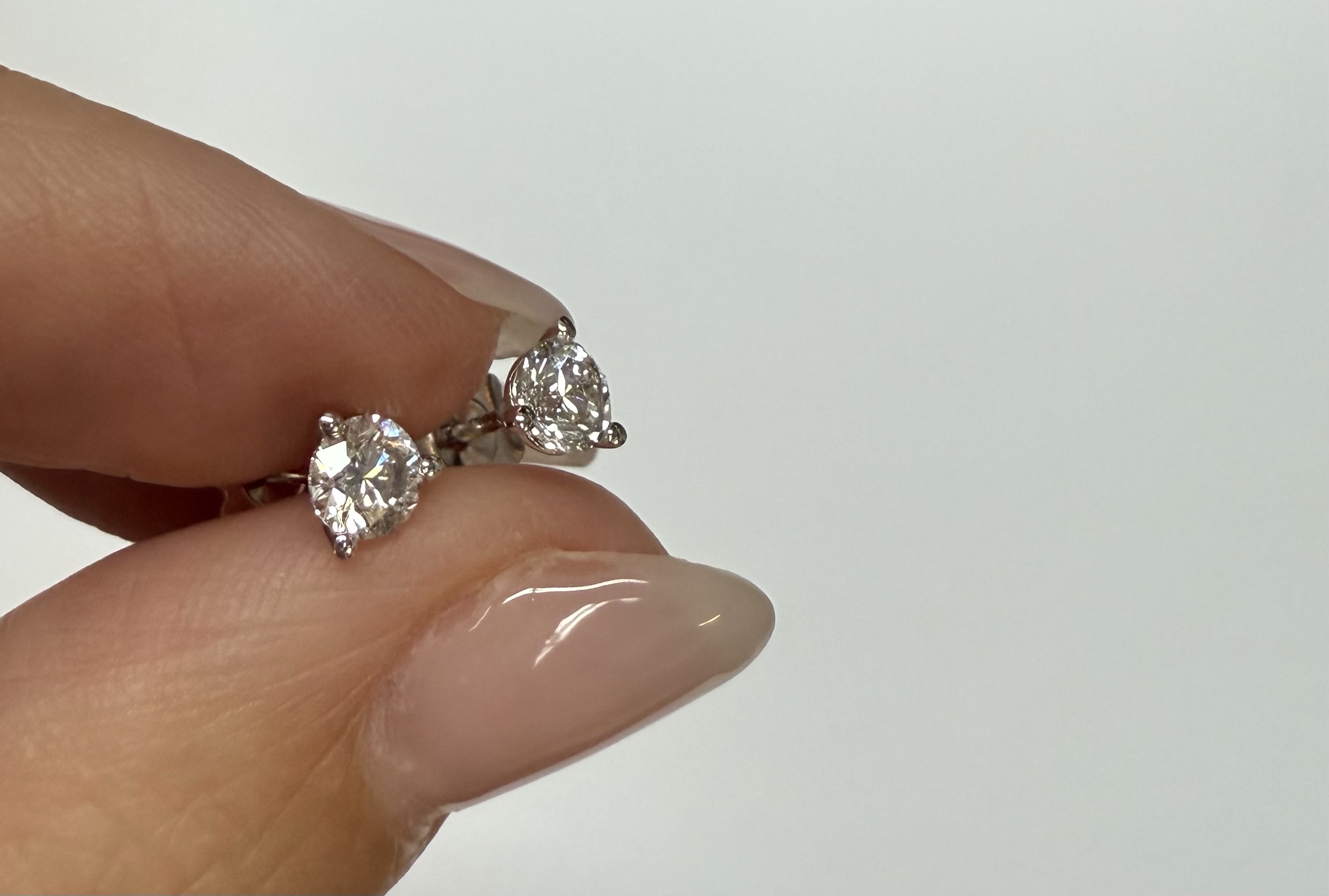 14k White Gold 3 Prong Genuine .60 Cttw Round Brilliant Cut Diamond Stud Earrings - Image 20