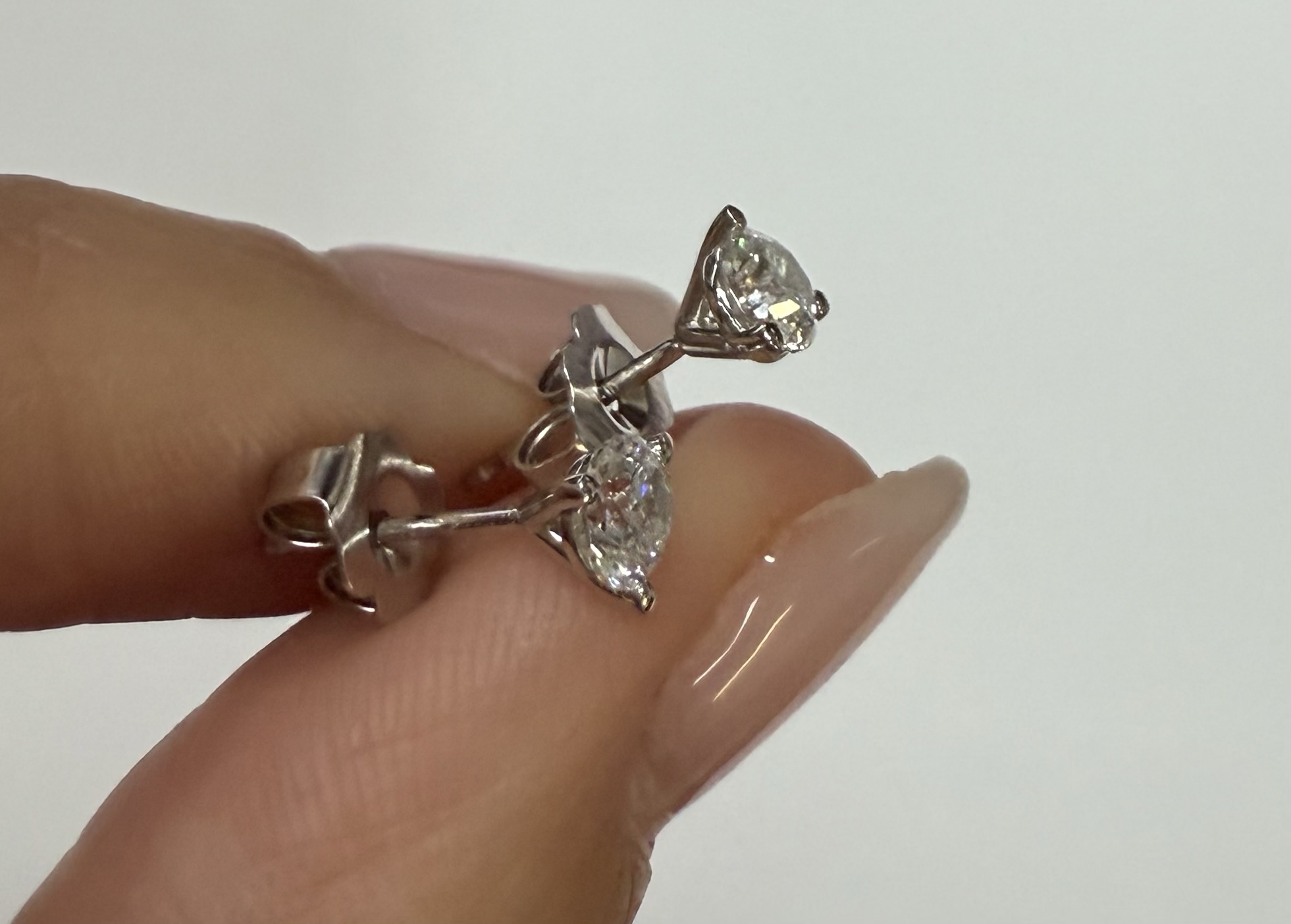 14k White Gold 3 Prong Genuine .60 Cttw Round Brilliant Cut Diamond Stud Earrings - Image 21