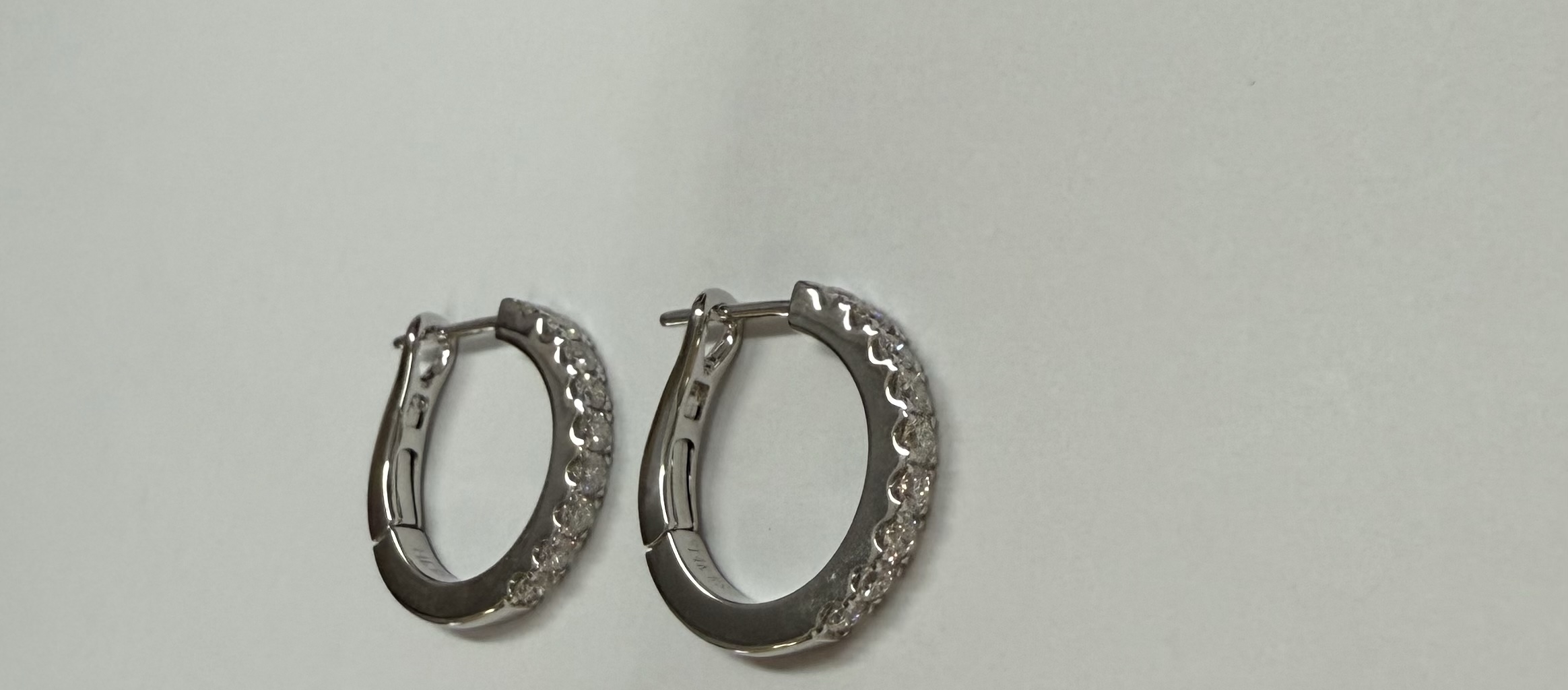 14k White Gold Genuine .70 Cttw Round Brilliant Cut Diamond Hoop Earrings - Image 18
