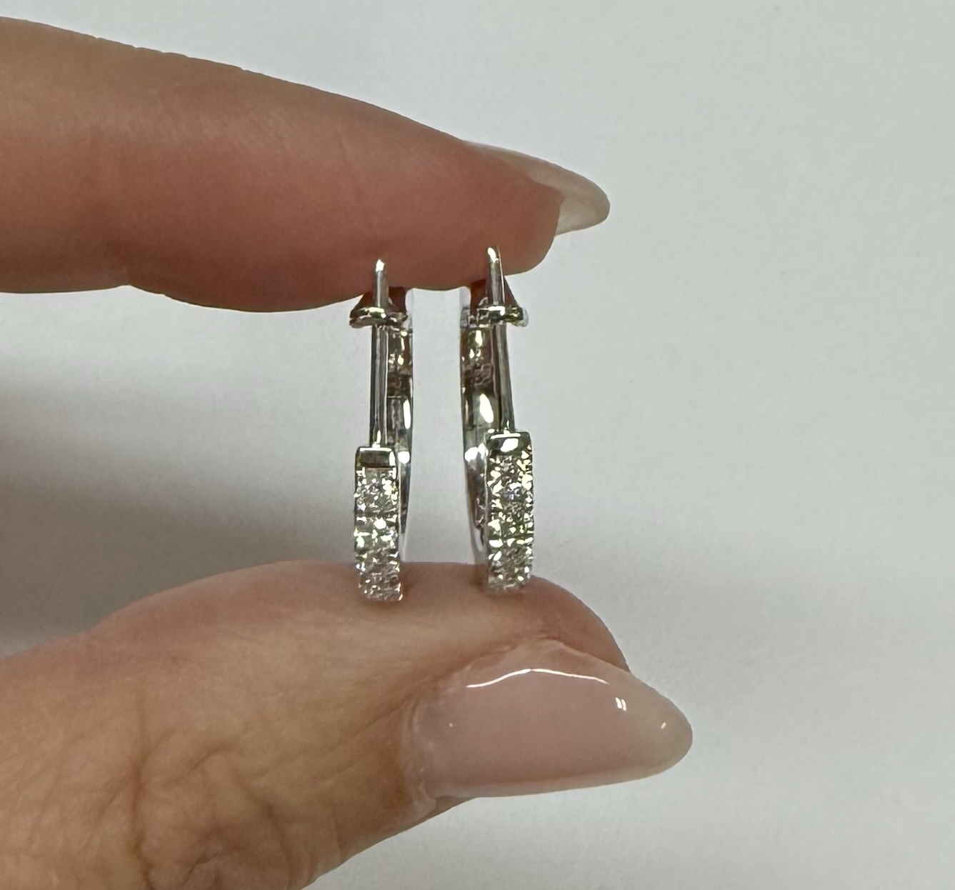 14k White Gold Genuine .70 Cttw Round Brilliant Cut Diamond Hoop Earrings - Image 15
