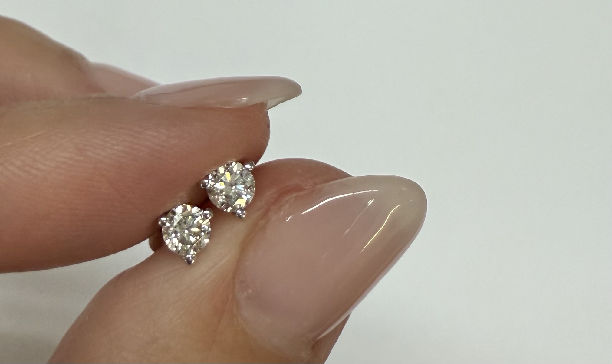 14k White Gold 3 Prong Genuine .36 Cttw Round Brilliant Cut Diamond Stud Earrings - Image 12