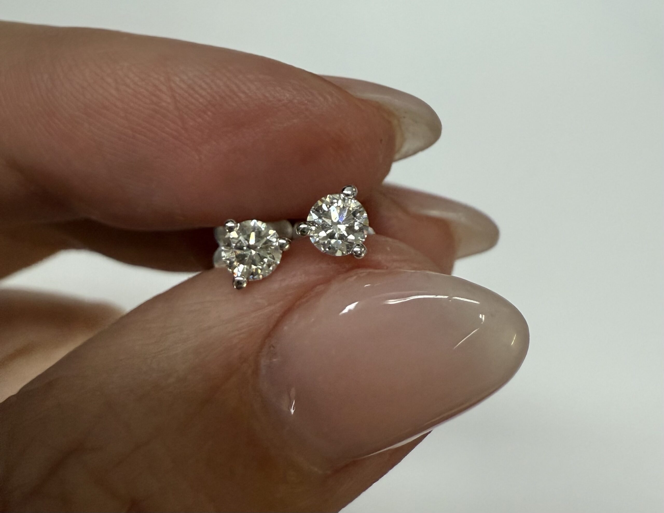 14k White Gold 3 Prong Genuine .36 Cttw Round Brilliant Cut Diamond Stud Earrings - Image 15