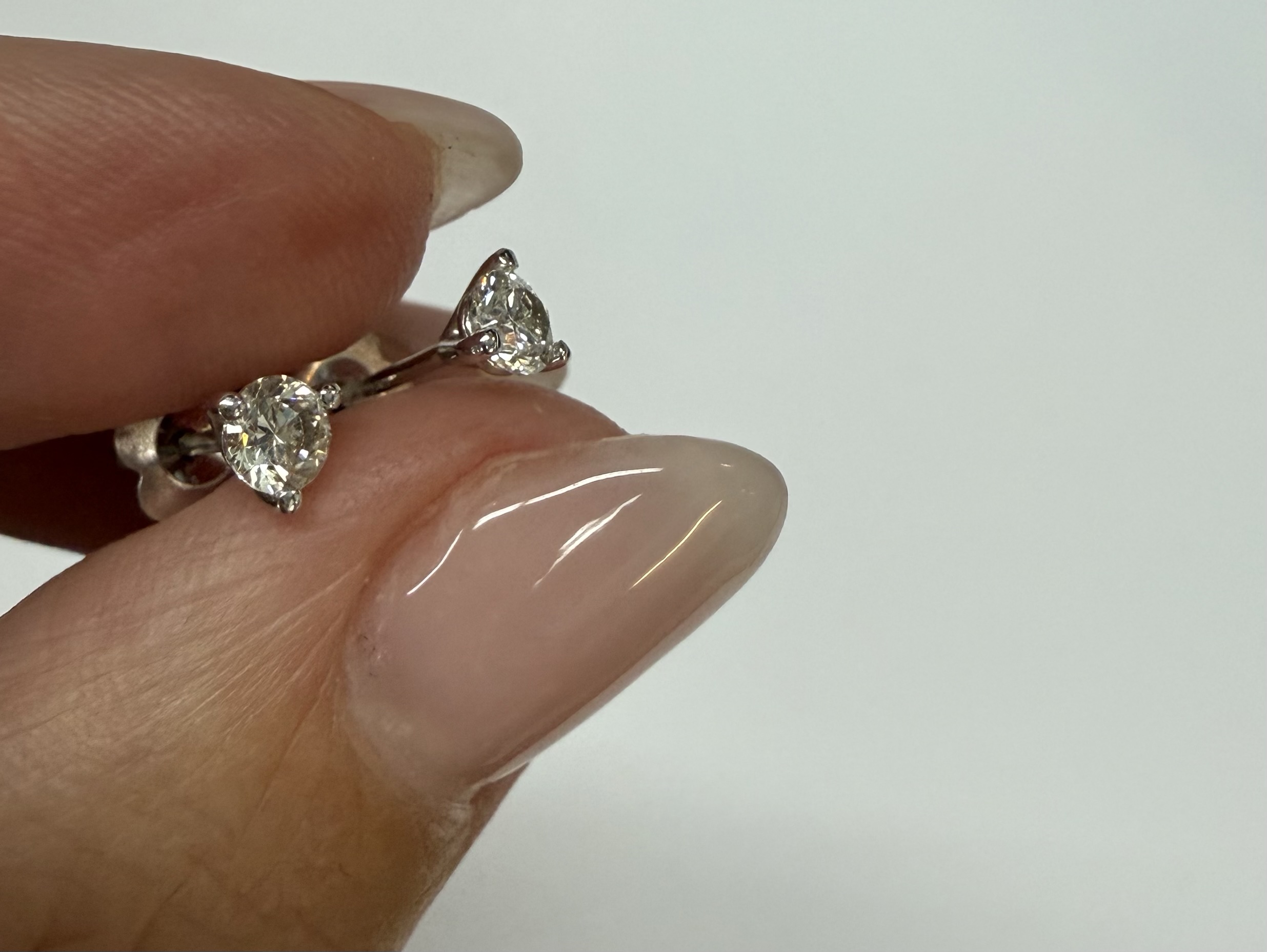 14k White Gold 3 Prong Genuine .36 Cttw Round Brilliant Cut Diamond Stud Earrings - Image 16