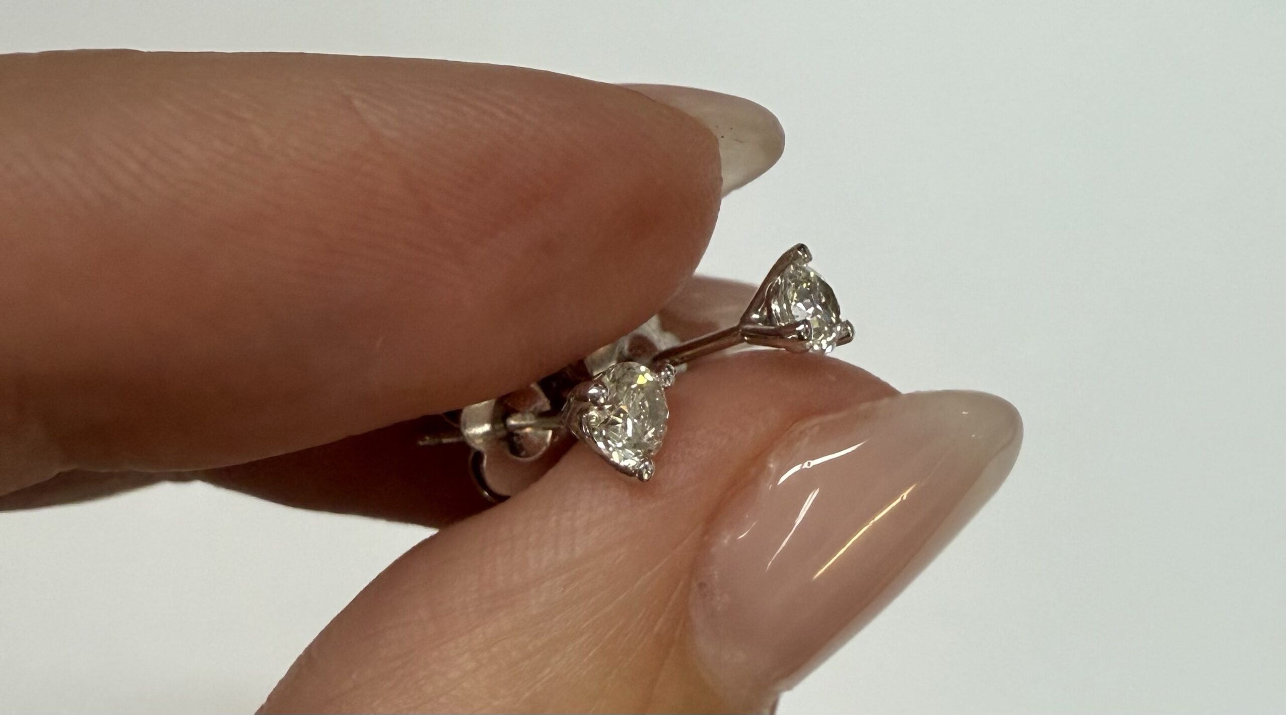 14k White Gold 3 Prong Genuine .36 Cttw Round Brilliant Cut Diamond Stud Earrings - Image 17