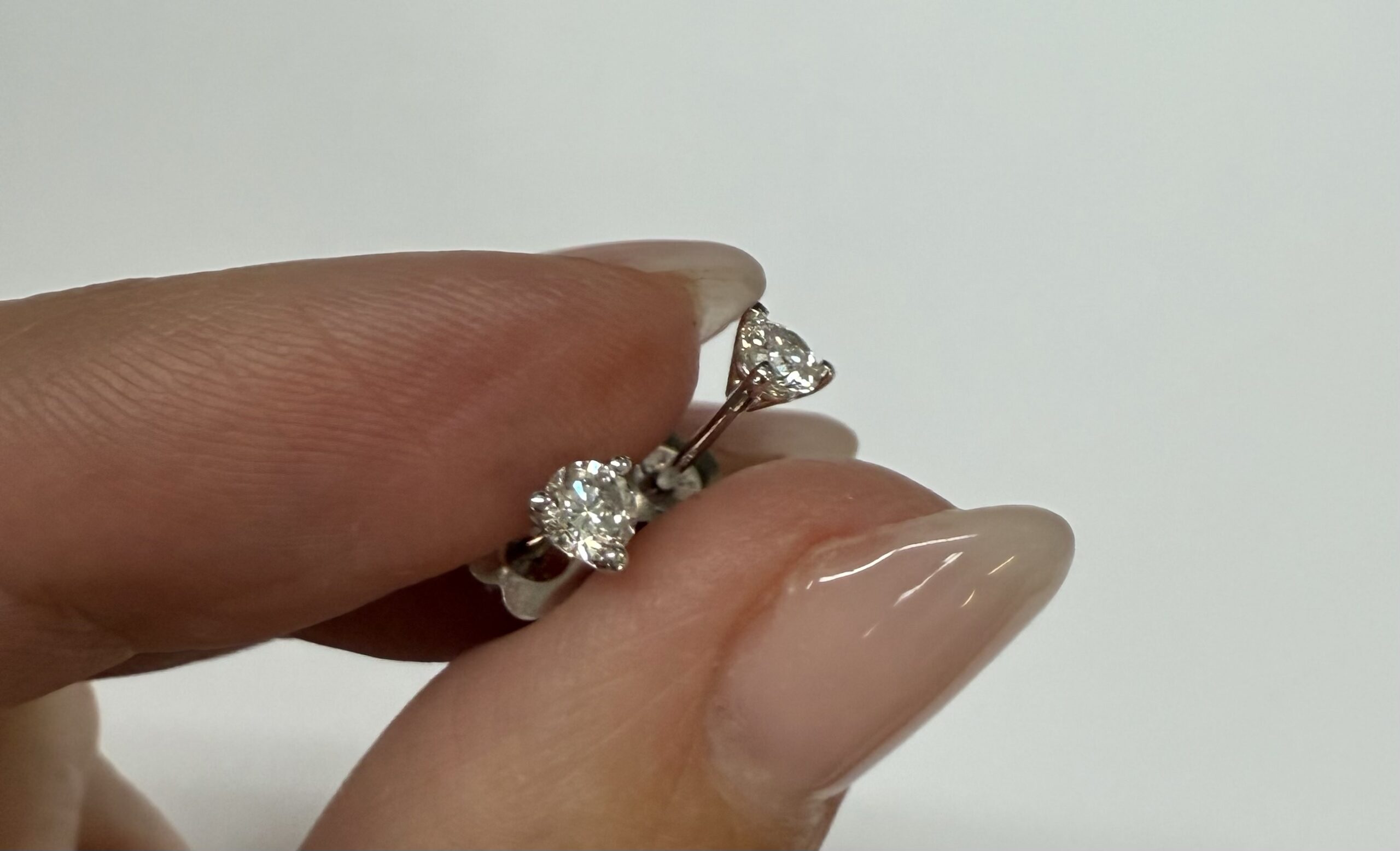 14k White Gold 3 Prong Genuine .36 Cttw Round Brilliant Cut Diamond Stud Earrings - Image 18