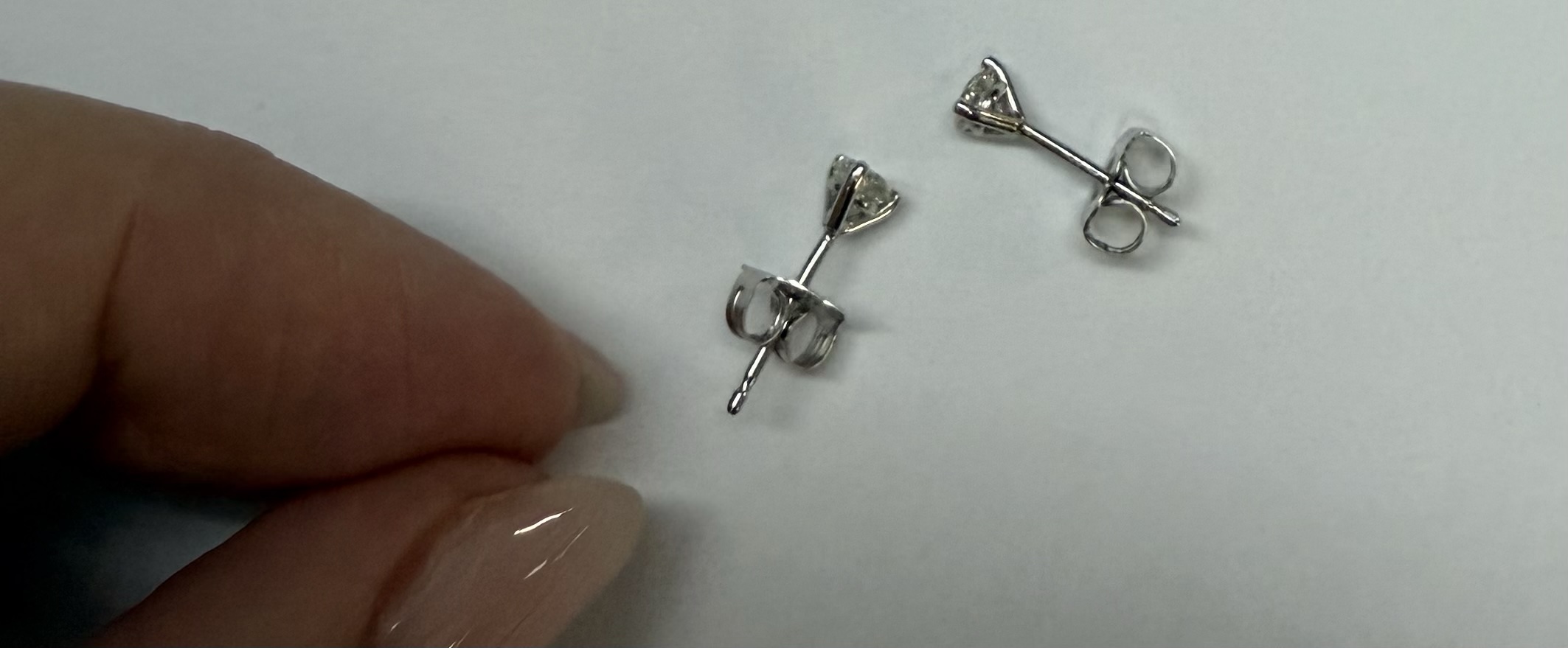 14k White Gold 3 Prong Genuine .36 Cttw Round Brilliant Cut Diamond Stud Earrings - Image 22