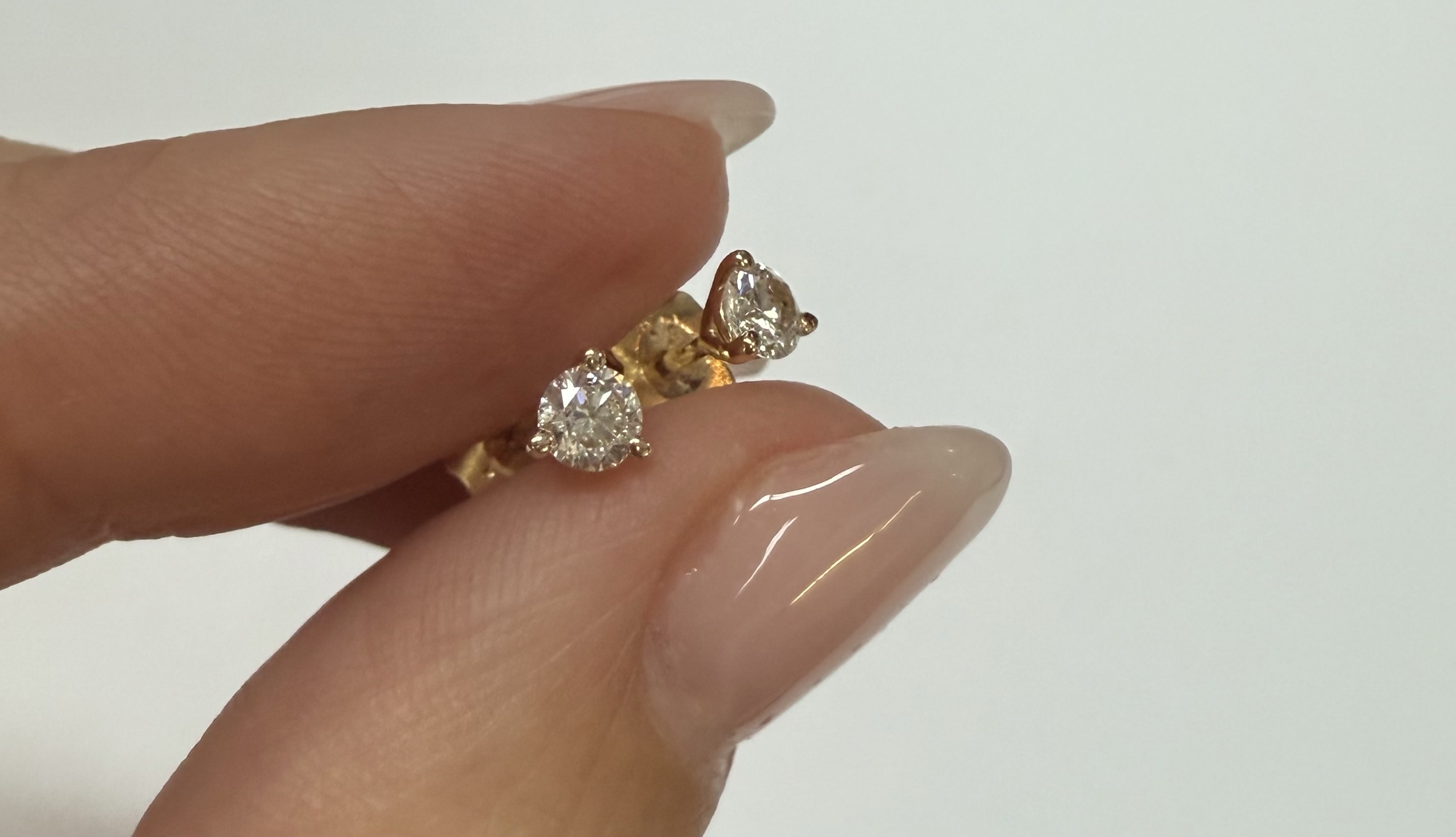 14k Yellow Gold 3 Prong Genuine .34 Cttw Round Brilliant Cut Diamond Stud Earrings - Image 8