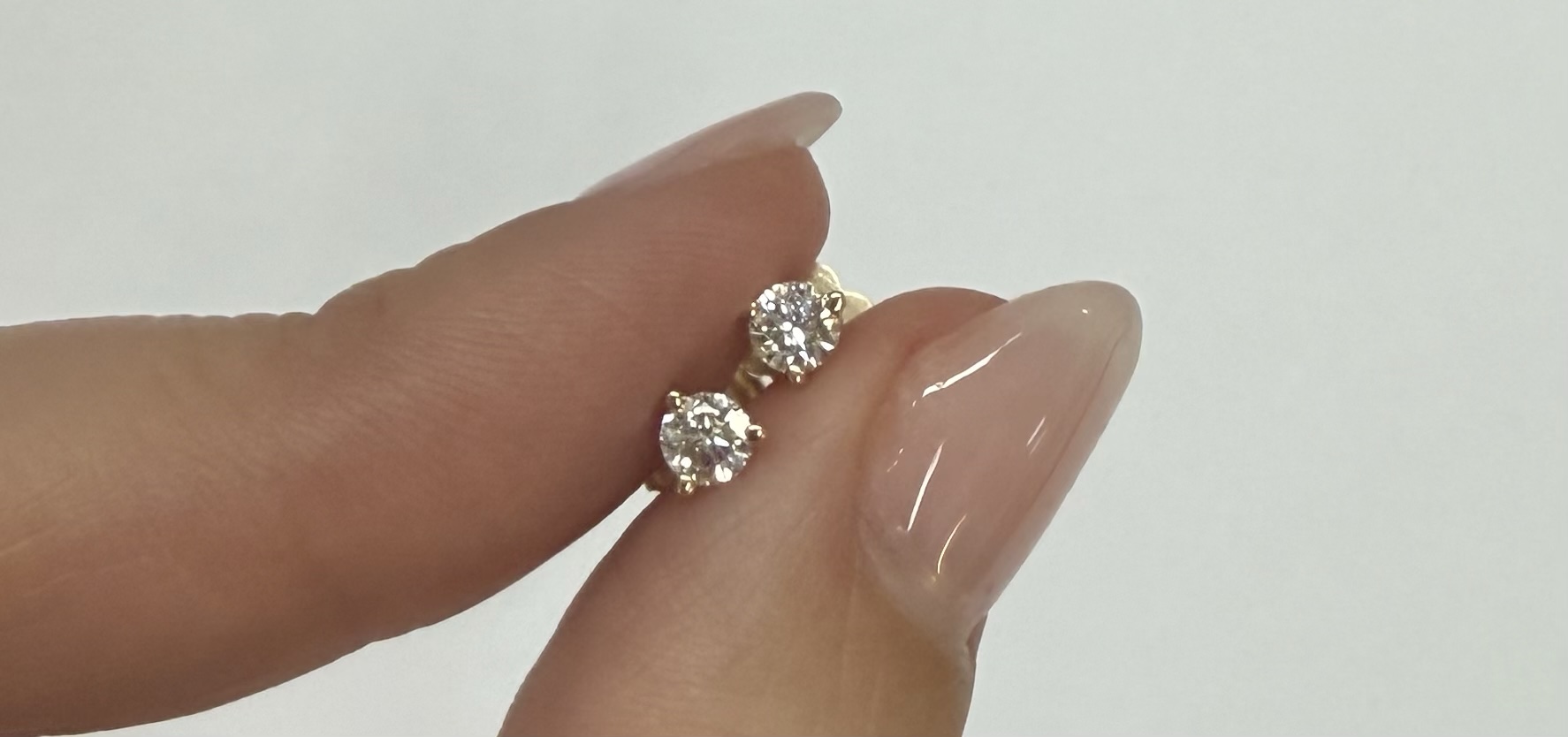 14k Yellow Gold 3 Prong Genuine .34 Cttw Round Brilliant Cut Diamond Stud Earrings - Image 11