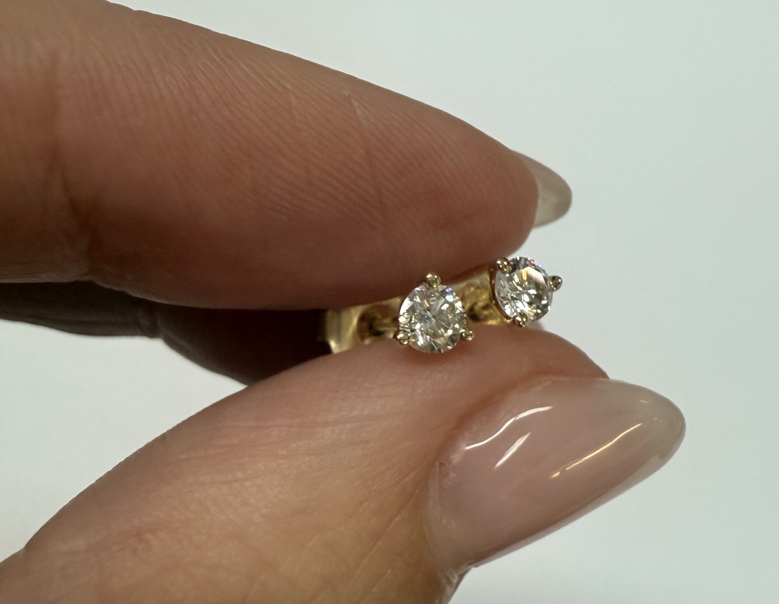 14k Yellow Gold 3 Prong Genuine .34 Cttw Round Brilliant Cut Diamond Stud Earrings - Image 17