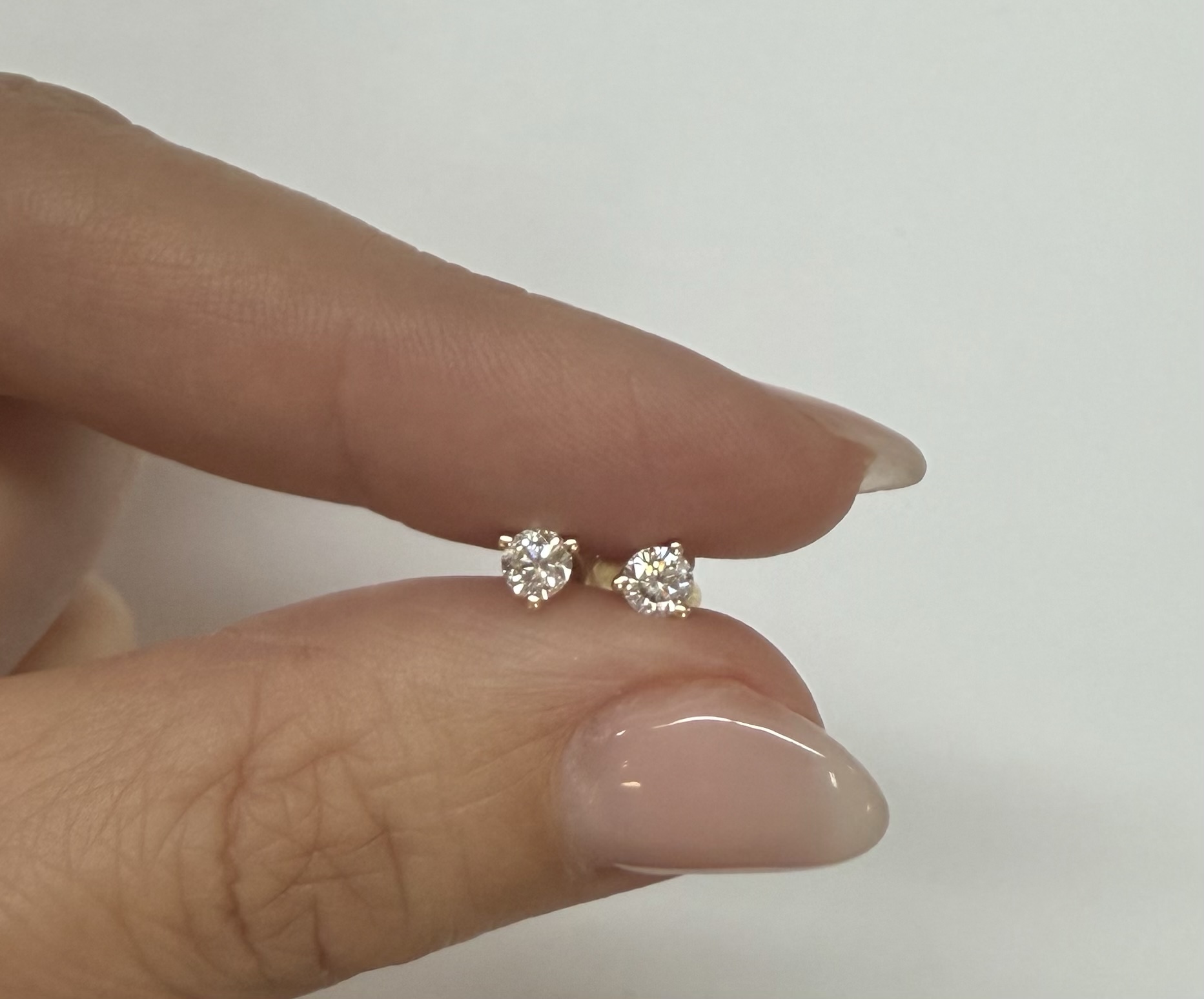 14k Yellow Gold 3 Prong Genuine .34 Cttw Round Brilliant Cut Diamond Stud Earrings - Image 14