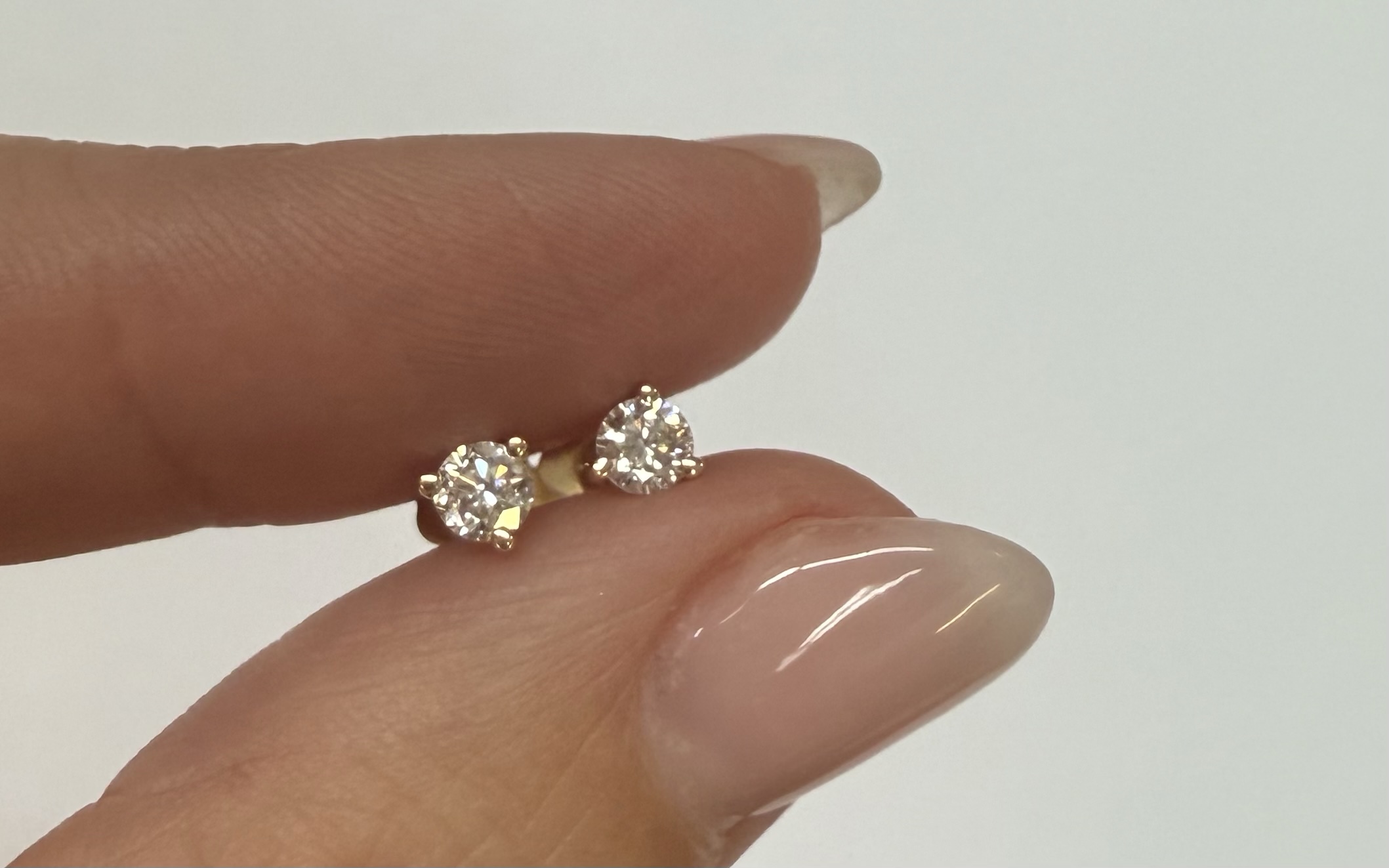 14k Yellow Gold 3 Prong Genuine .34 Cttw Round Brilliant Cut Diamond Stud Earrings - Image 15
