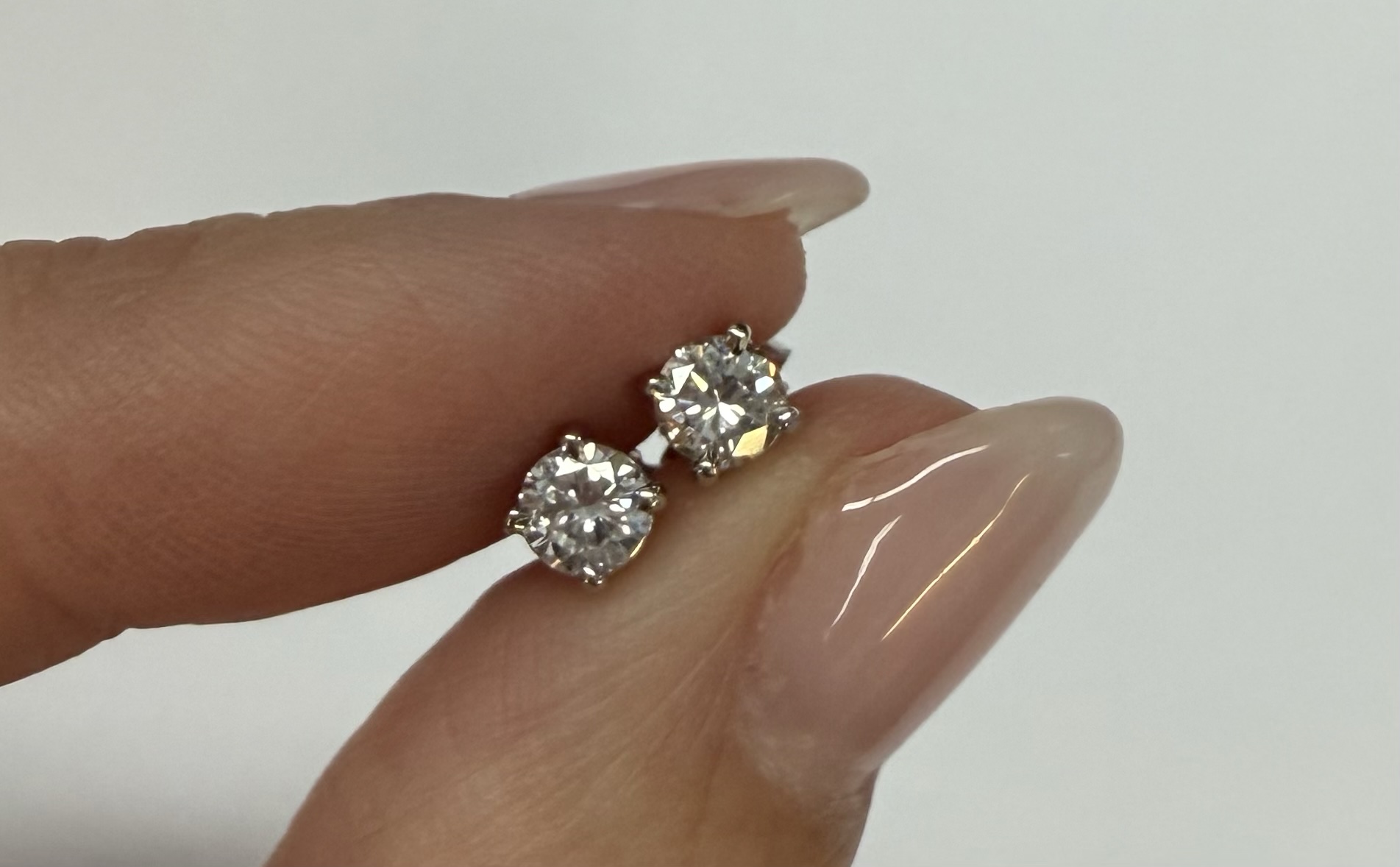 14k White Gold .46 Cttw Round Brilliant Cut Diamond Stud Earrings - Image 6