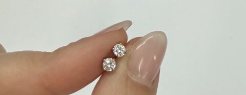14k White Gold Genuine .30 Cttw Round Brilliant Cut Diamond 4 Prong Stud Earrings