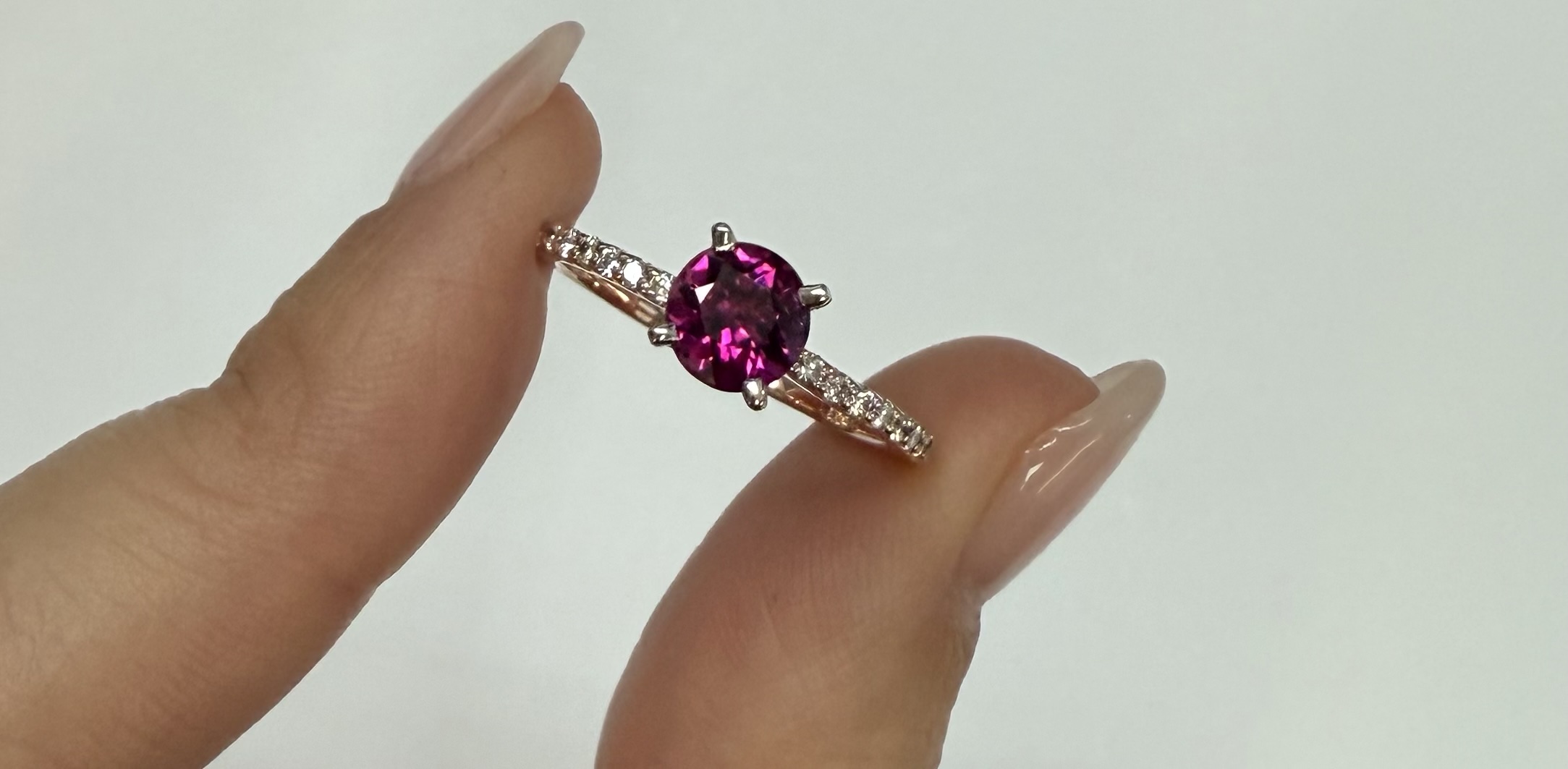 14k Rose & White Gold Genuine .76 Cttw Pink Tourmaline & .19 cttw Genuine Diamond Ring