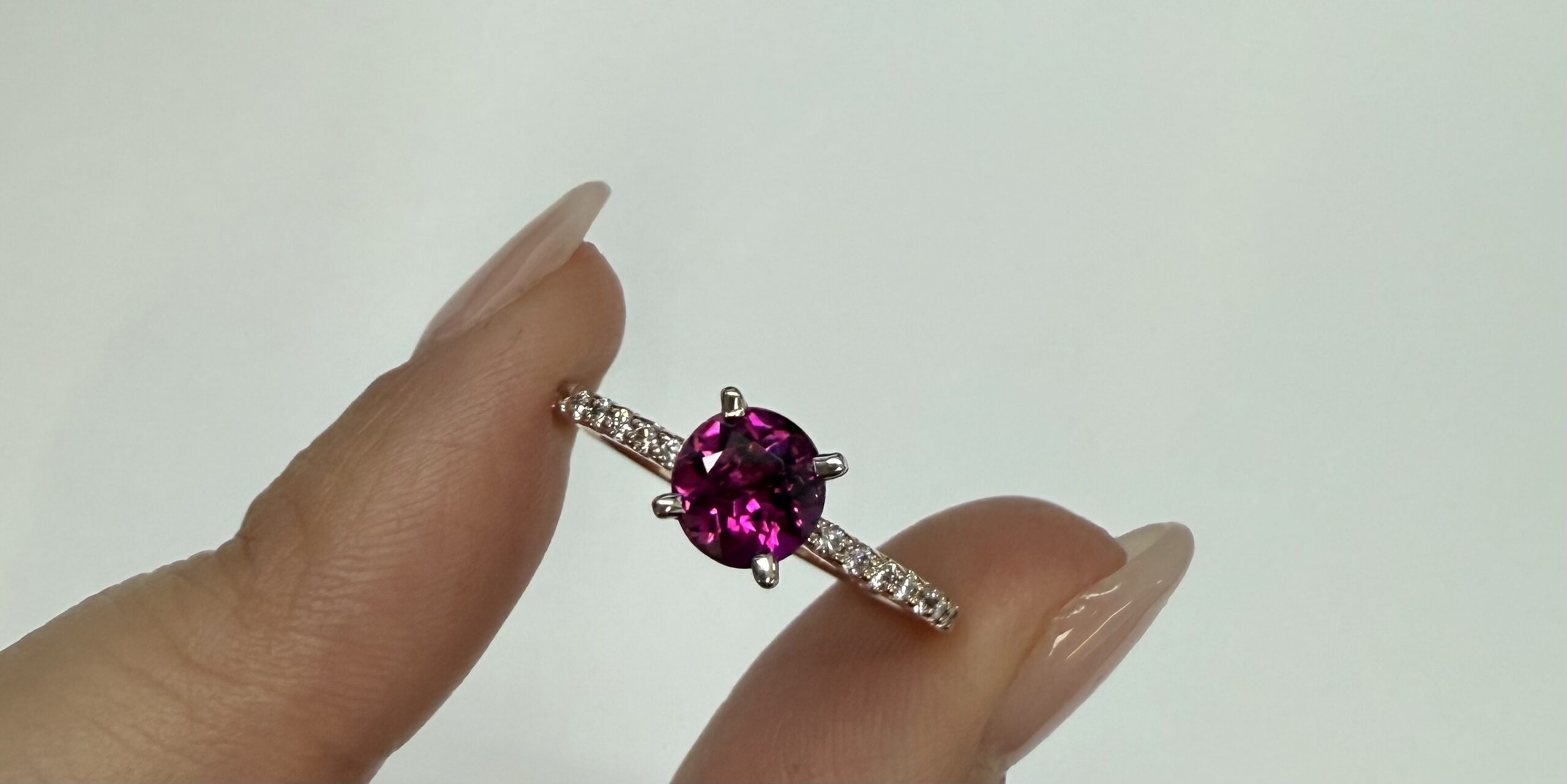 14k Rose & White Gold Genuine .76 Cttw Pink Tourmaline & .19 cttw Genuine Diamond Ring - Image 2