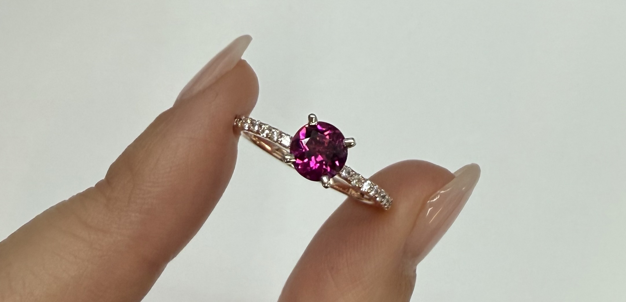 14k Rose & White Gold Genuine .76 Cttw Pink Tourmaline & .19 cttw Genuine Diamond Ring - Image 5