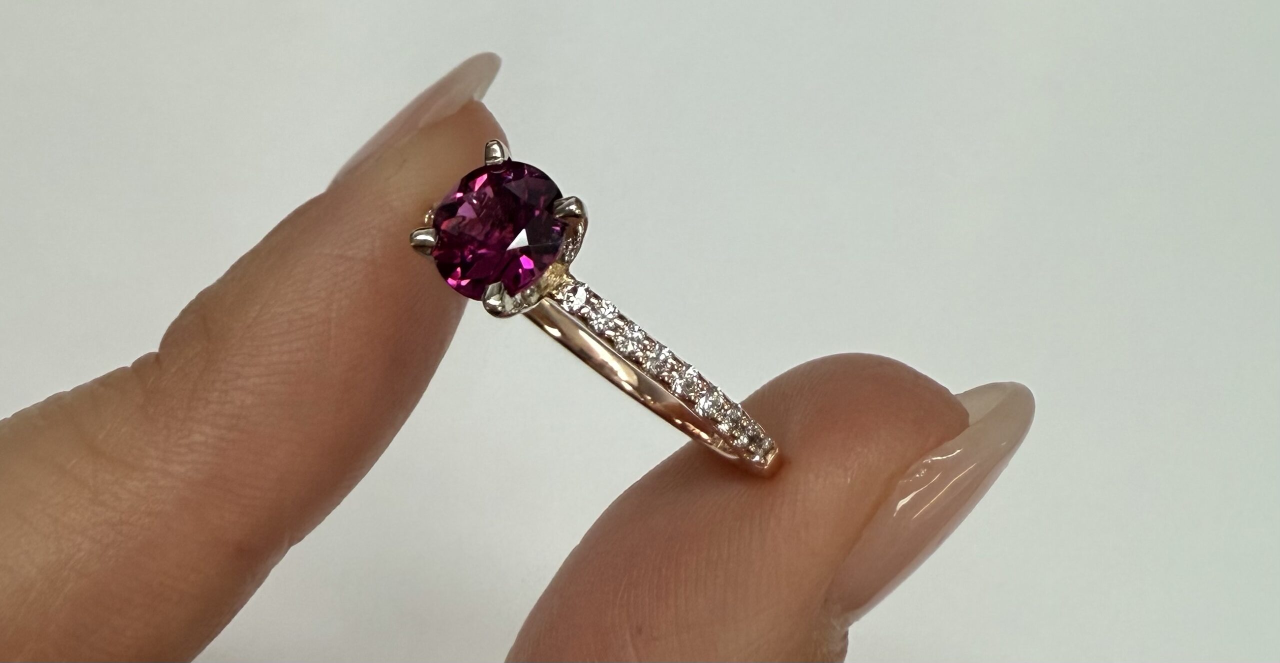 14k Rose & White Gold Genuine .76 Cttw Pink Tourmaline & .19 cttw Genuine Diamond Ring - Image 7