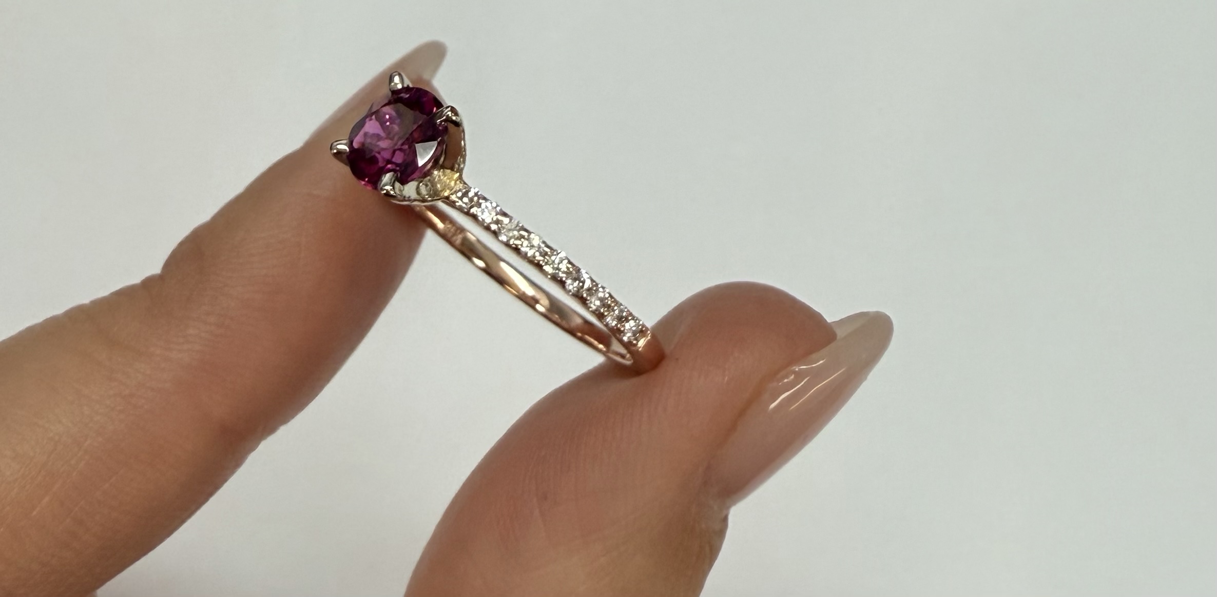 14k Rose & White Gold Genuine .76 Cttw Pink Tourmaline & .19 cttw Genuine Diamond Ring - Image 8