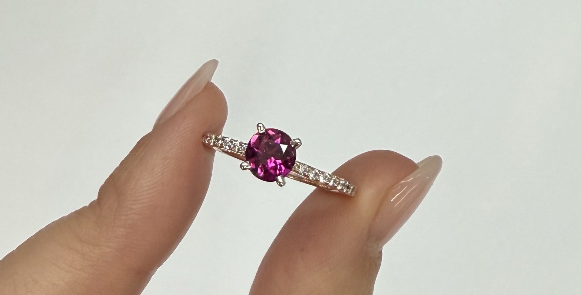 14k Rose & White Gold Genuine .76 Cttw Pink Tourmaline & .19 cttw Genuine Diamond Ring - Image 12
