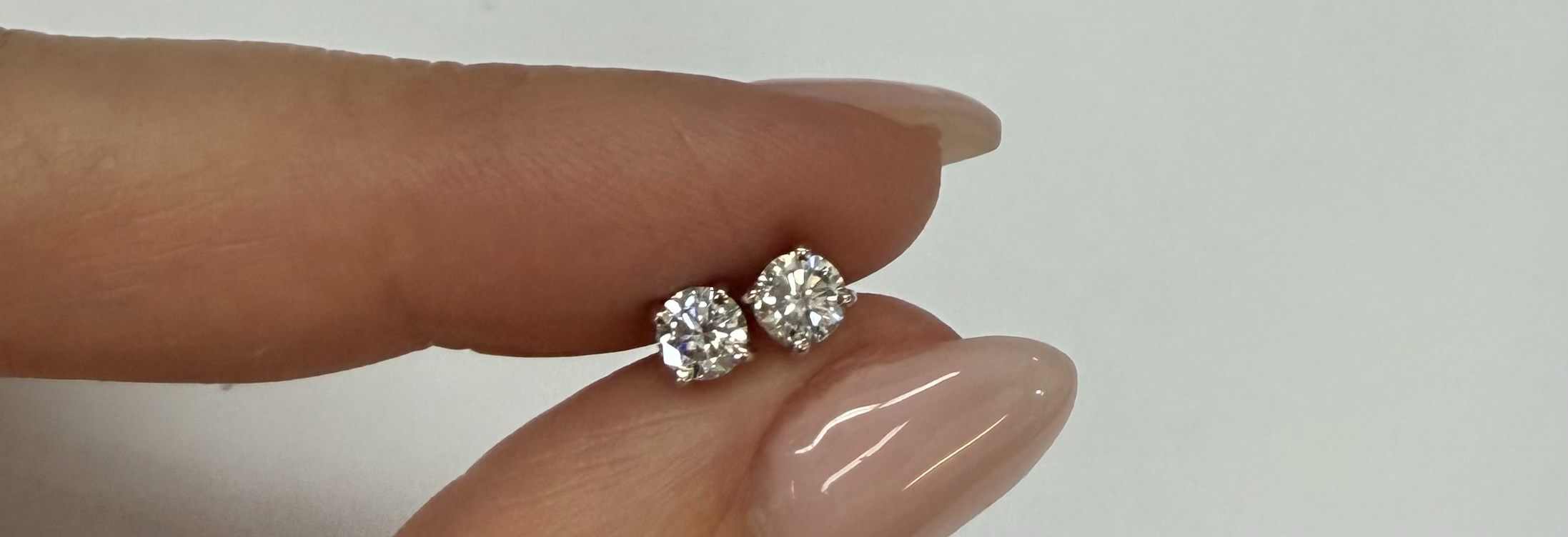 14k White Gold Genuine .47 Cttw Round Brilliant Cut Diamond Stud Earrings - Image 2
