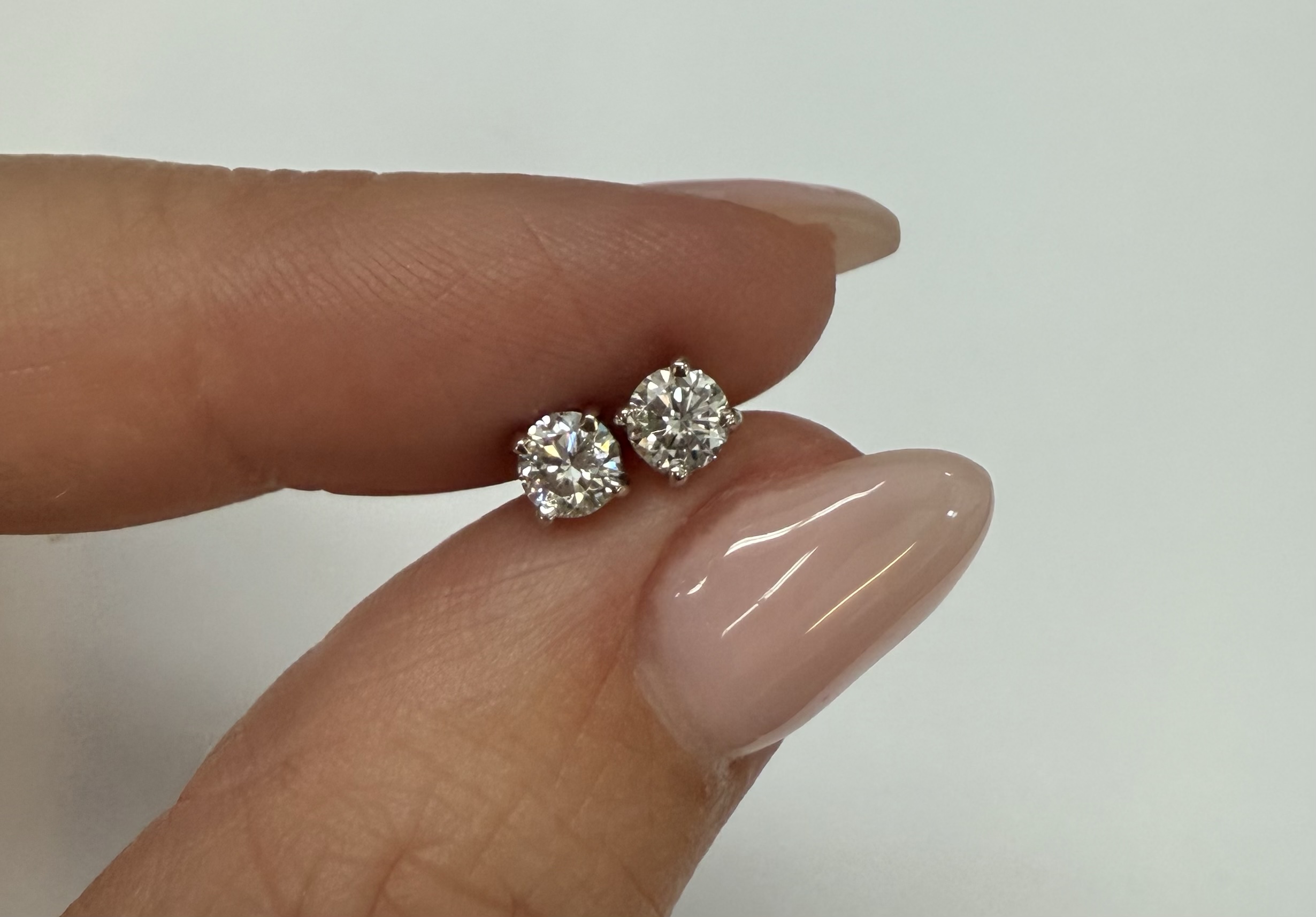 14k White Gold Genuine .47 Cttw Round Brilliant Cut Diamond Stud Earrings