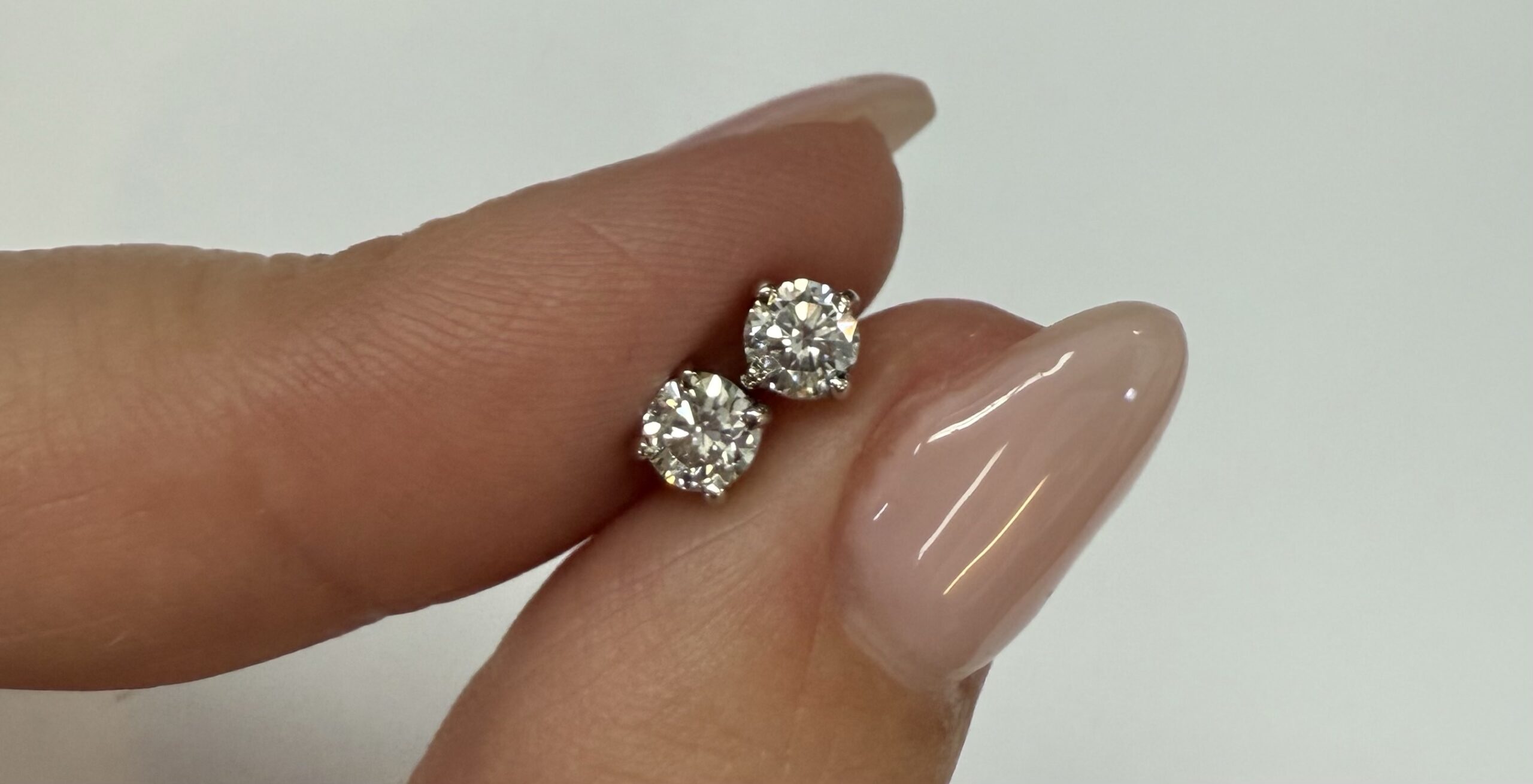 14k White Gold Genuine .47 Cttw Round Brilliant Cut Diamond Stud Earrings - Image 3