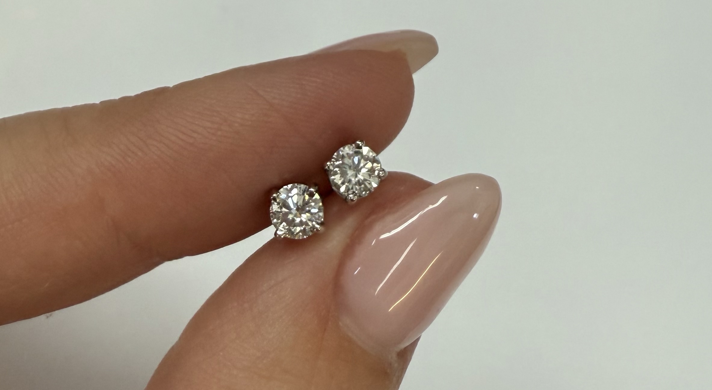 14k White Gold Genuine .47 Cttw Round Brilliant Cut Diamond Stud Earrings - Image 4