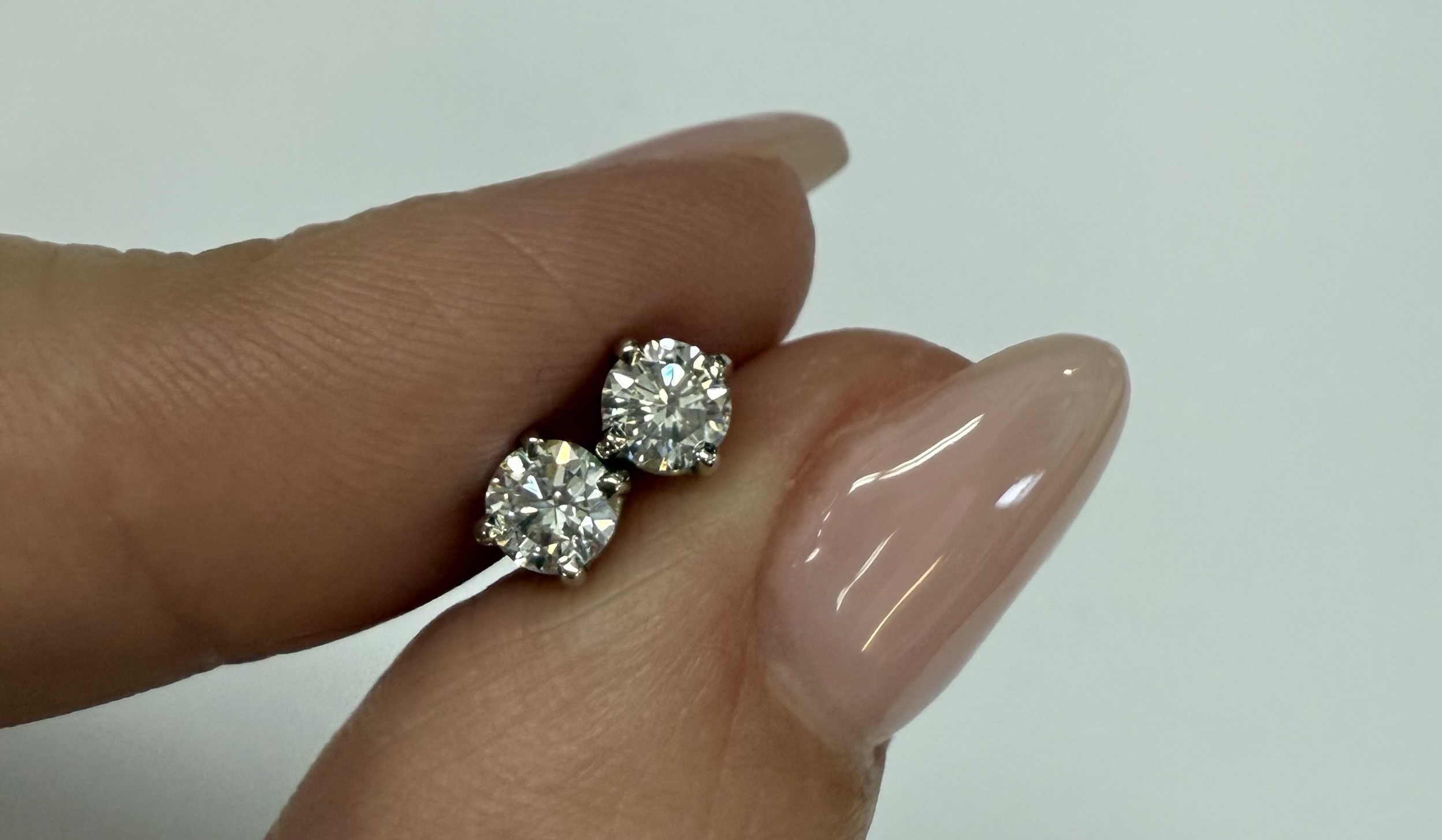 14k White Gold Genuine .47 Cttw Round Brilliant Cut Diamond Stud Earrings - Image 12