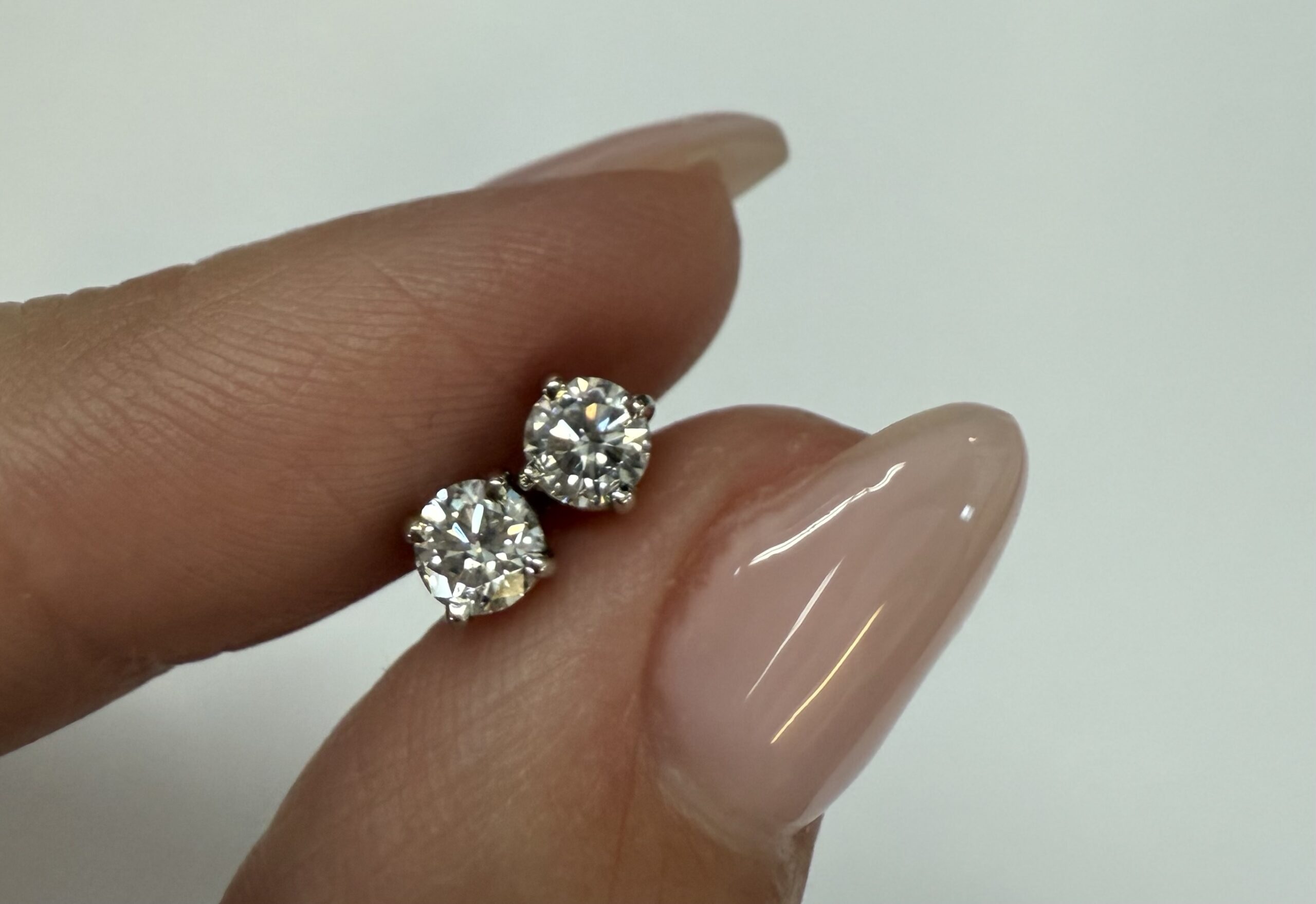 14k White Gold Genuine .47 Cttw Round Brilliant Cut Diamond Stud Earrings - Image 13